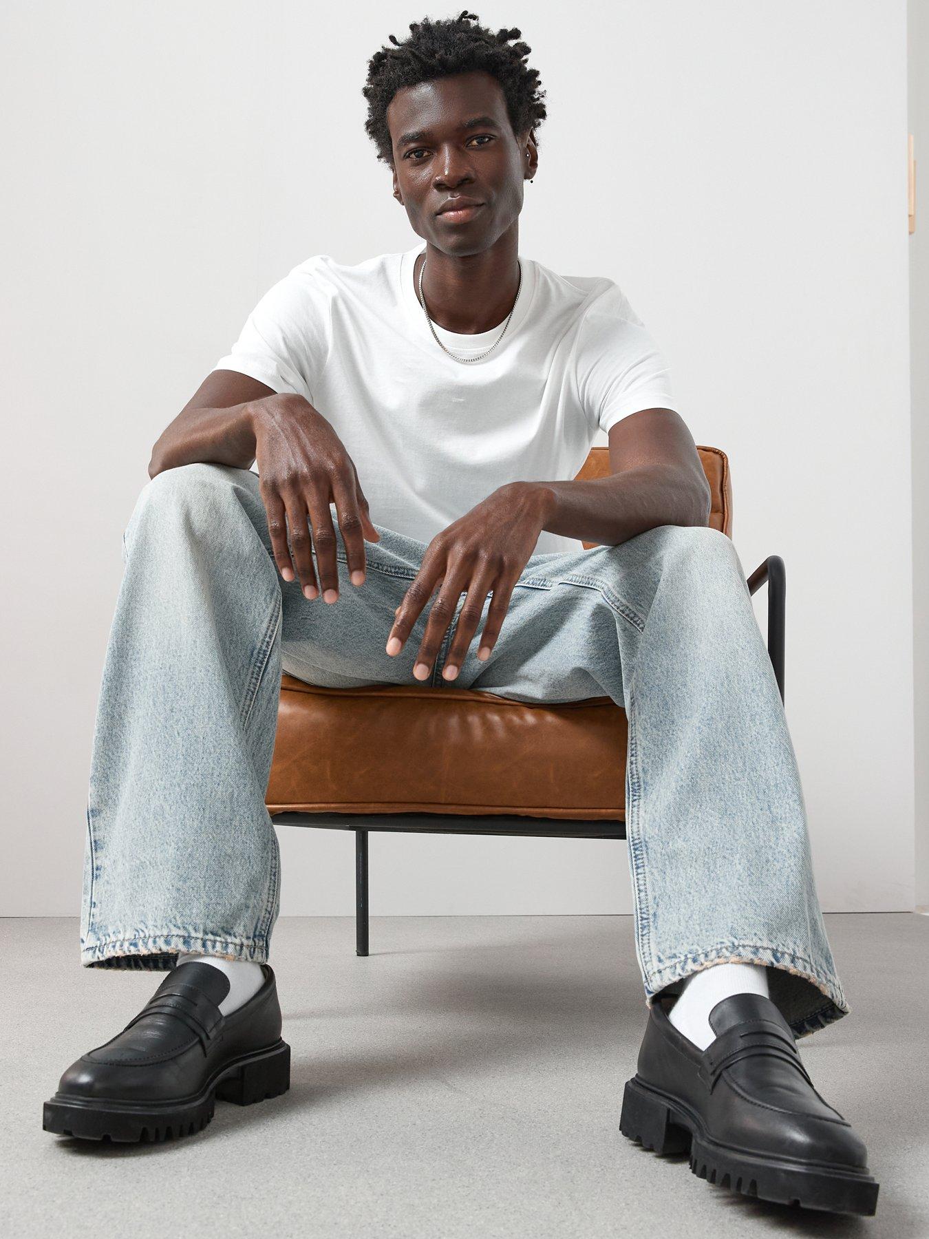  image of the-very-collection-premium-100-cotton-loose-fit-jeans-tint-blue
