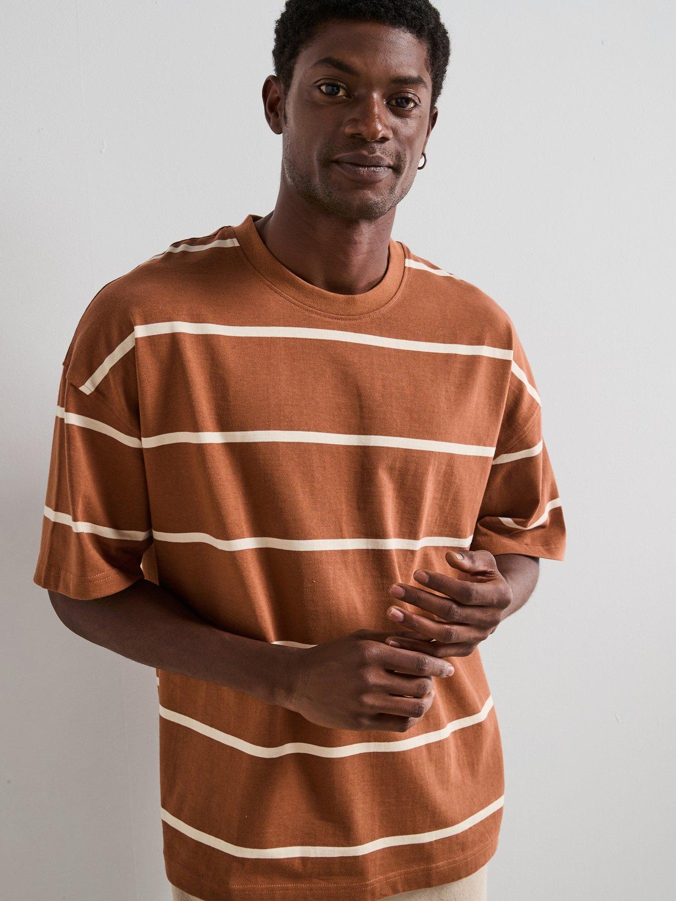 The Very Collection Heavyweight Striped T-Shirt - Brown