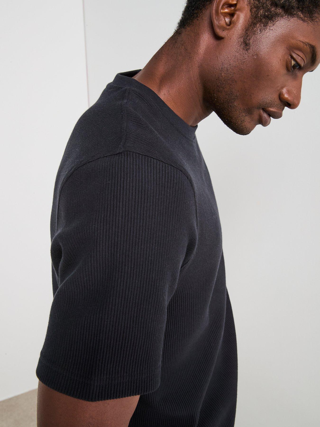 Image 4 of 6 of Very Man Pure Cotton Ribbed T-shirt - Black