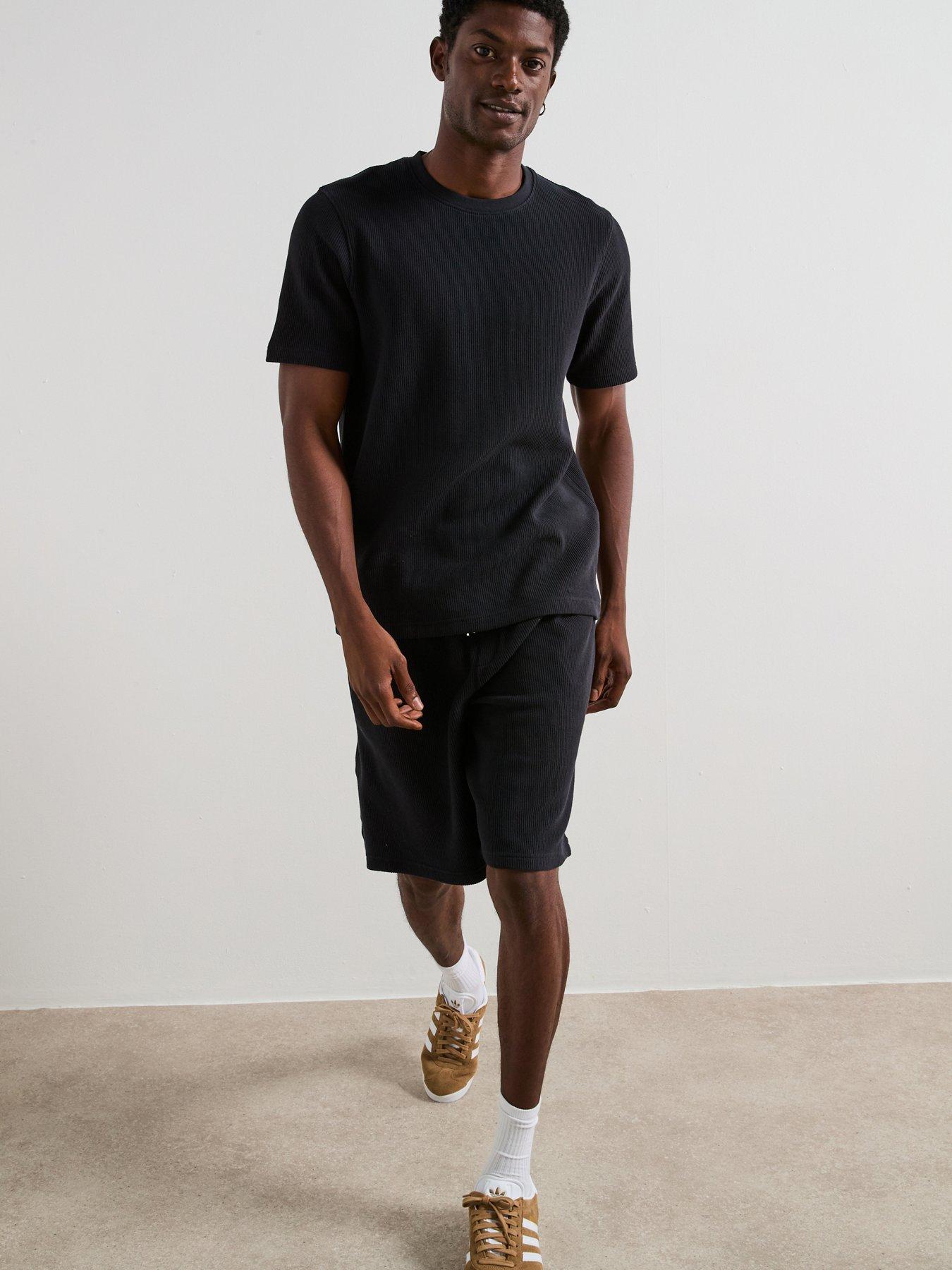 Image 6 of 6 of Very Man Pure Cotton Ribbed T-shirt - Black