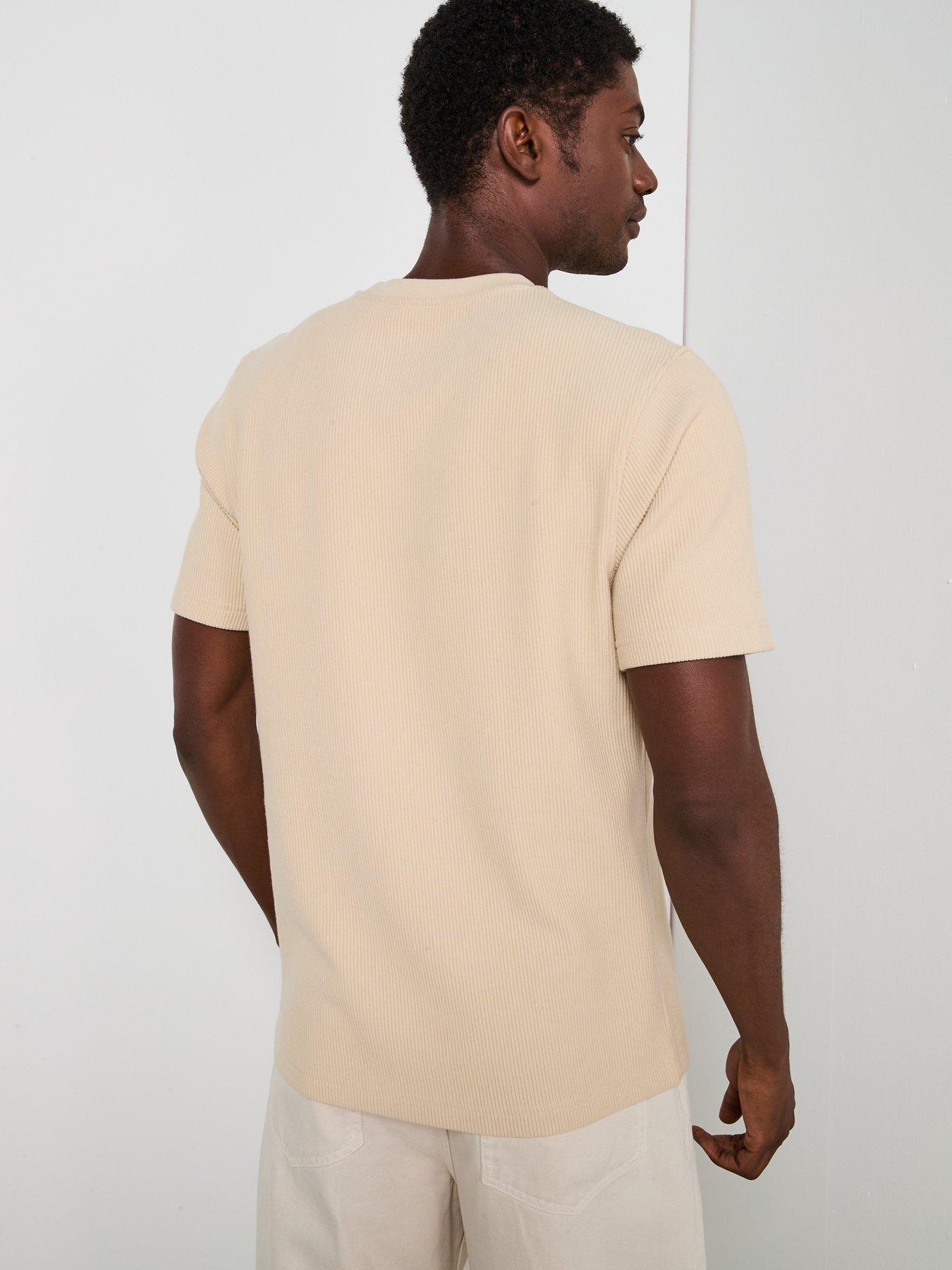 Image 2 of 6 of Very Man Pure Cotton Ribbed T-shirt - Stone
