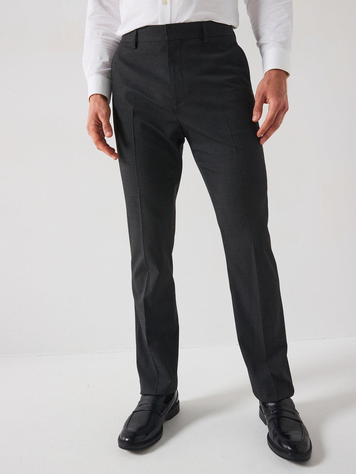 undefined Slim Fit Suit Trousers - Charcoal