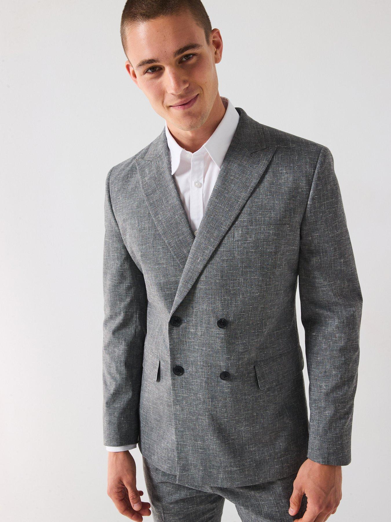 very-man-slim-fit-peak-lapel-double-breasted-textured-suit-jacket-grey