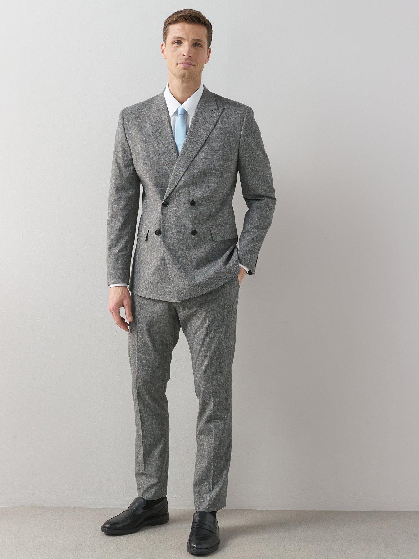 Very Man Slim Fit Textured Suit Trousers - Grey