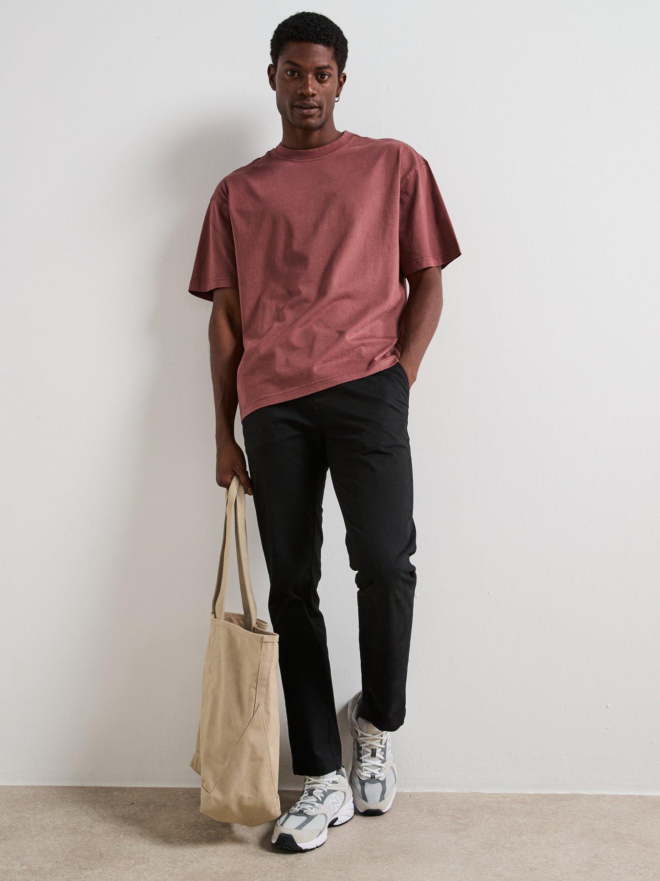 Image 3 of 6 of Very Man Pure Cotton Ribbed T-shirt&nbsp; - Orange