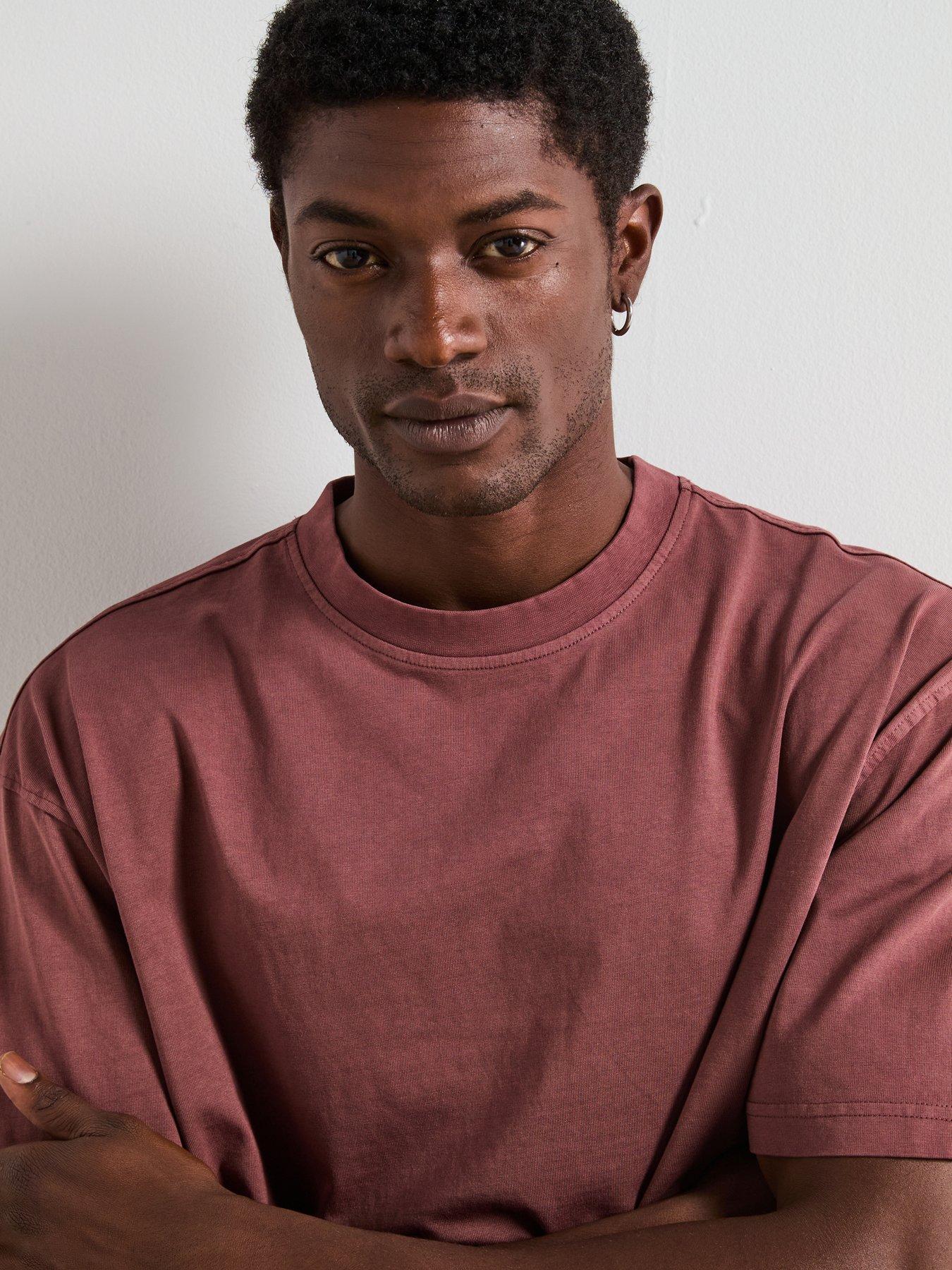 Image 4 of 6 of Very Man Pure Cotton Ribbed T-shirt&nbsp; - Orange