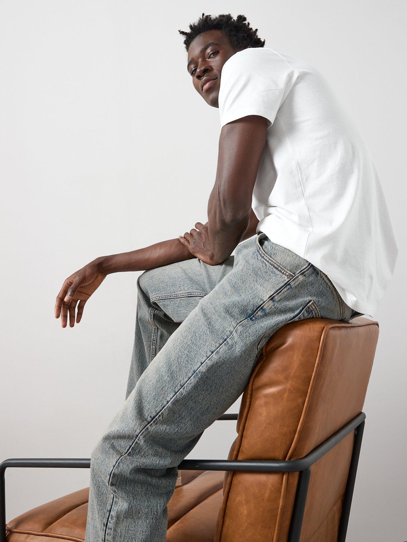  image of very-man-premium-straight-fit-jeans-with-stretch-vintage-indigo-wash