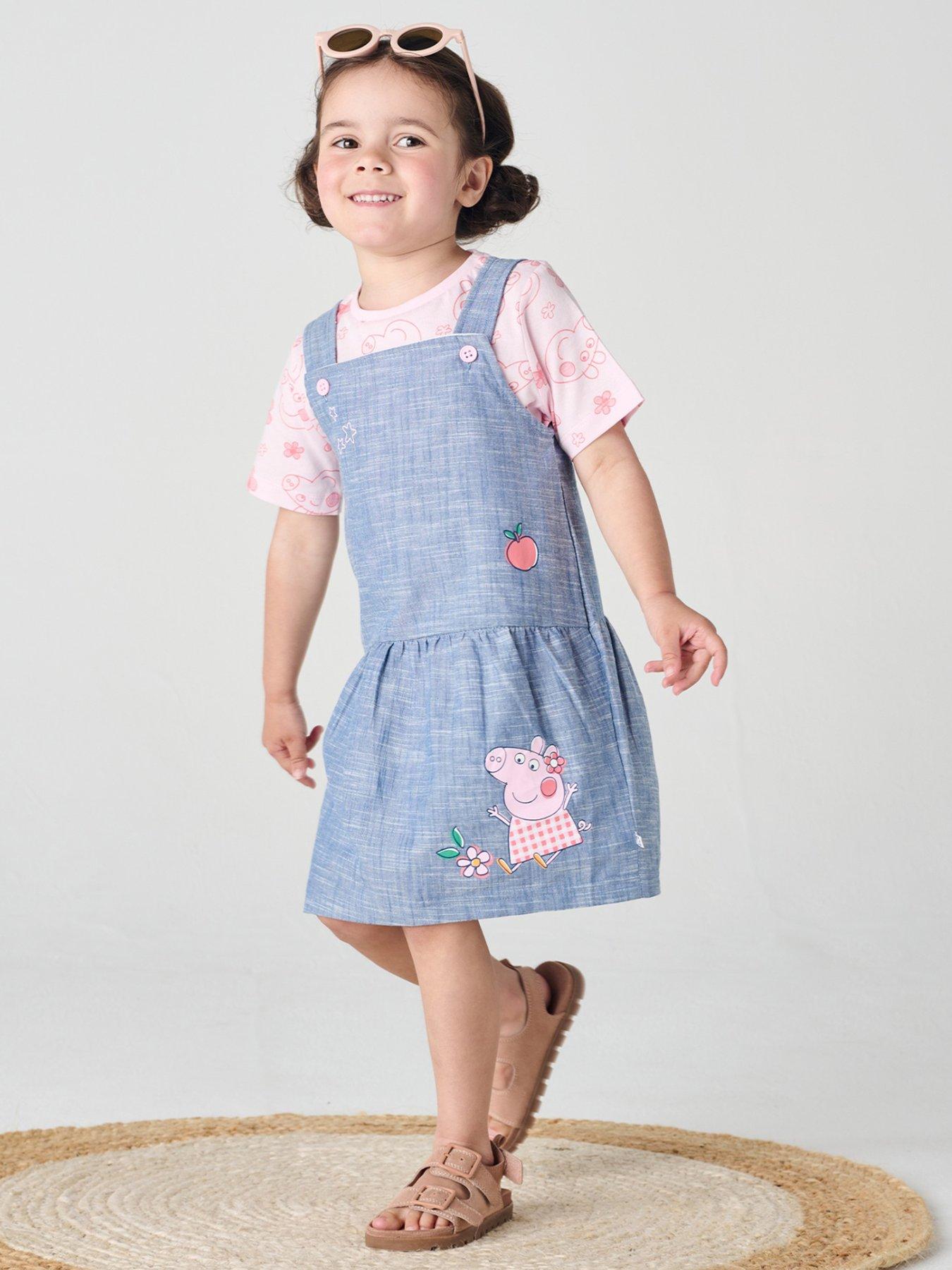 undefined Peppa Pig Girls Pinny Daywear Set - Multi