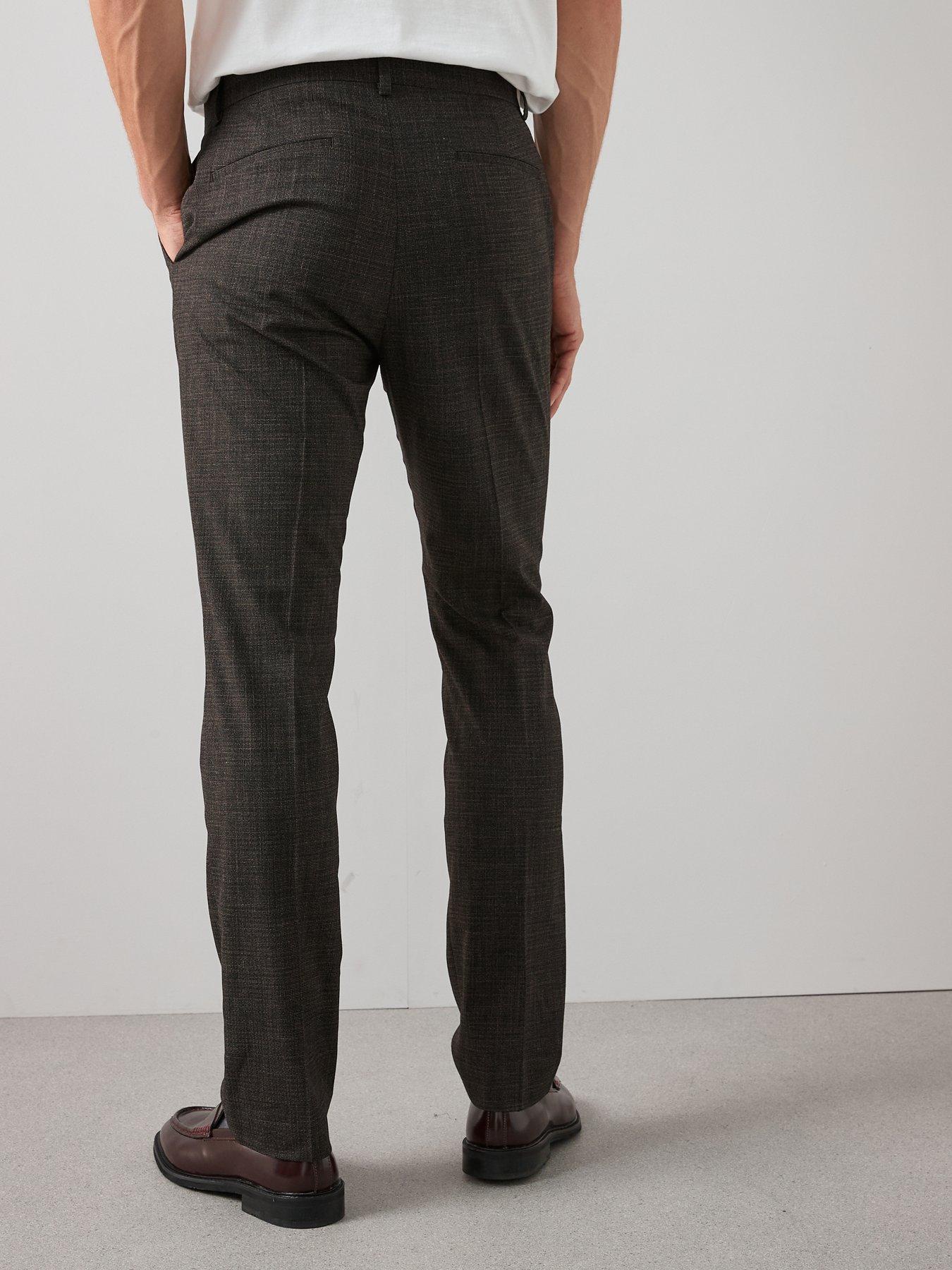  image of the-very-collection-slim-fit-textured-suit-trousers-brown