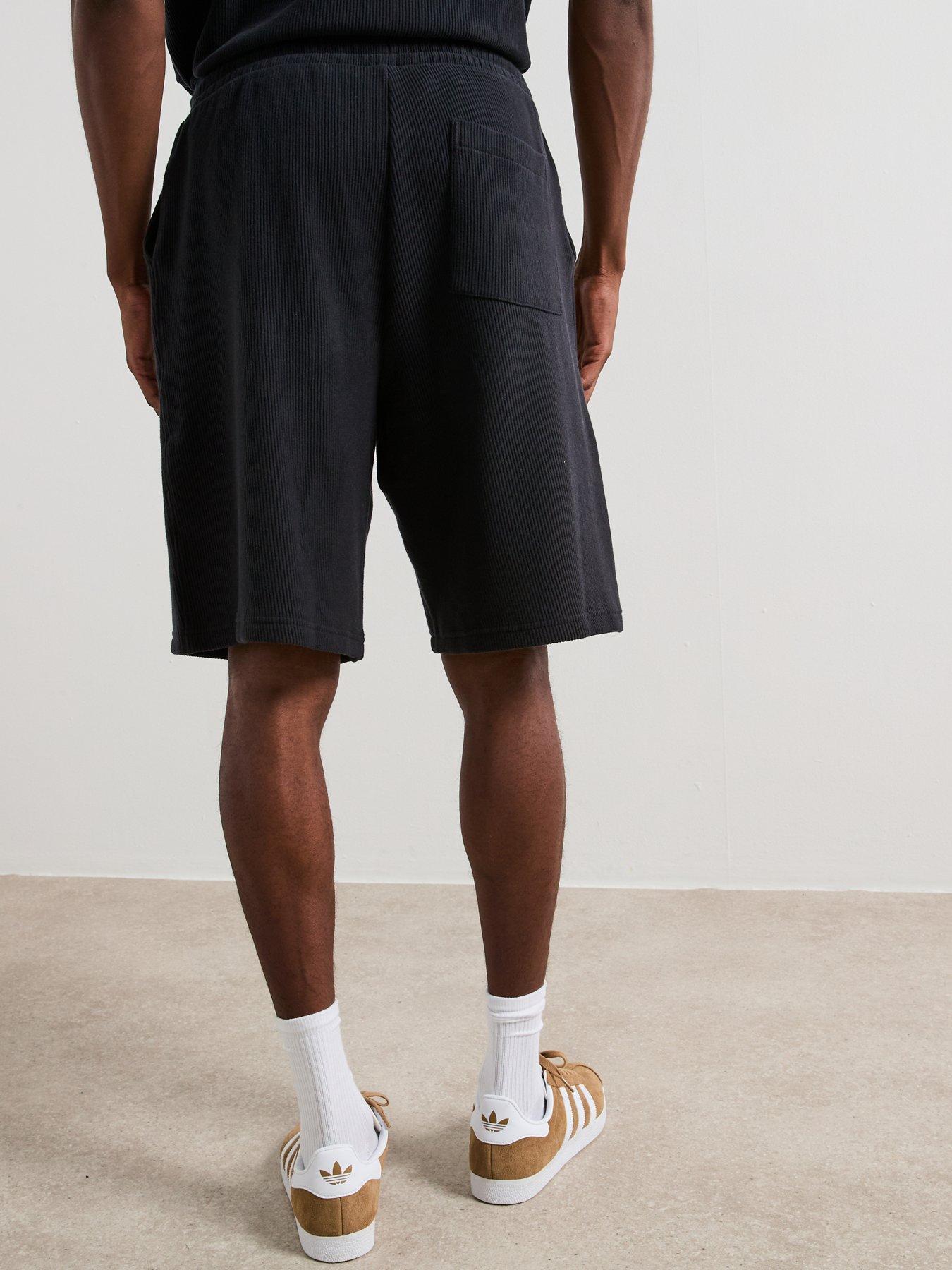 Image 2 of 6 of Very Man Pure Cotton Ribbed Shorts - Black