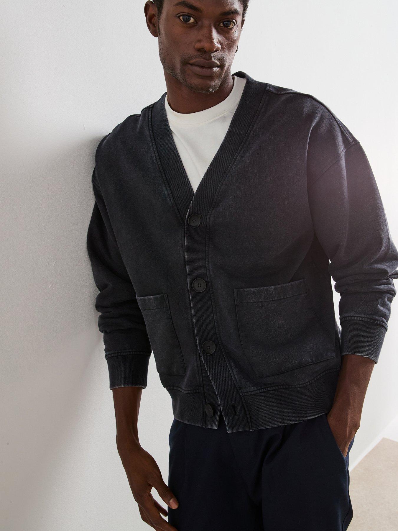 Image 1 of 6 of Very Man Washed Oversized Cardigan - Charcoal