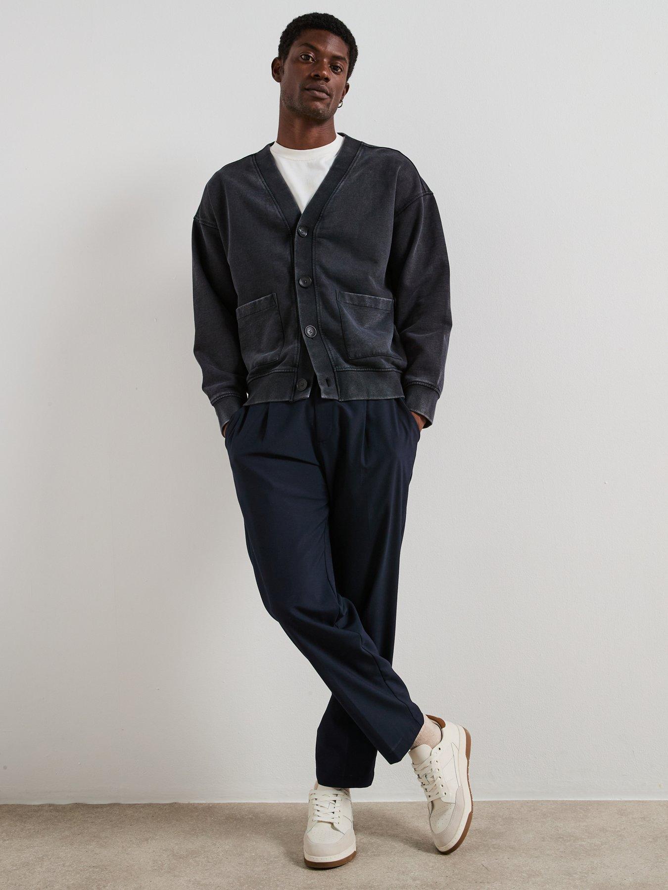 Image 3 of 6 of Very Man Washed Oversized Cardigan - Charcoal