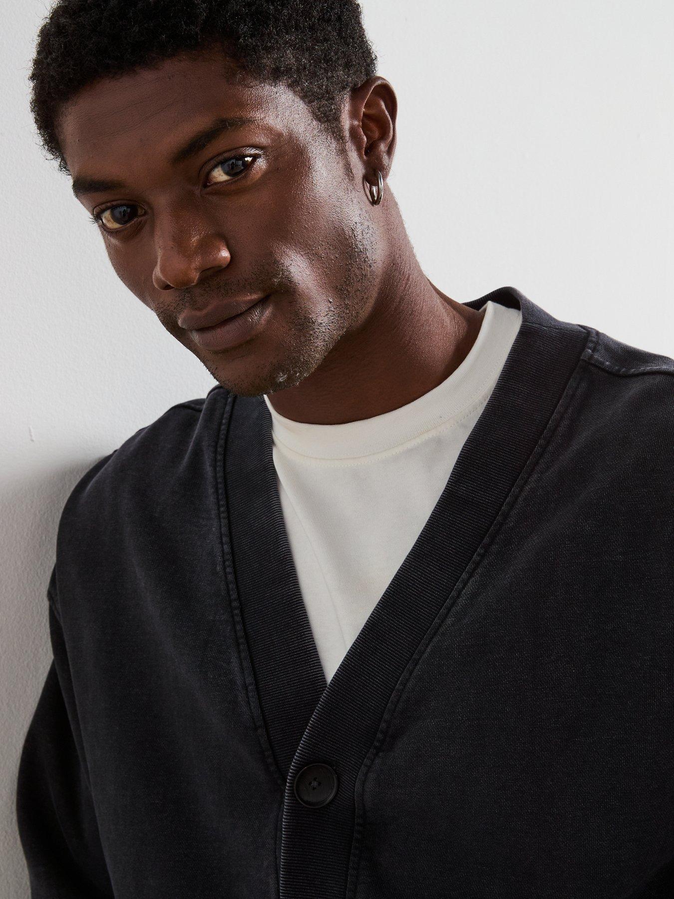 Image 4 of 6 of Very Man Washed Oversized Cardigan - Charcoal