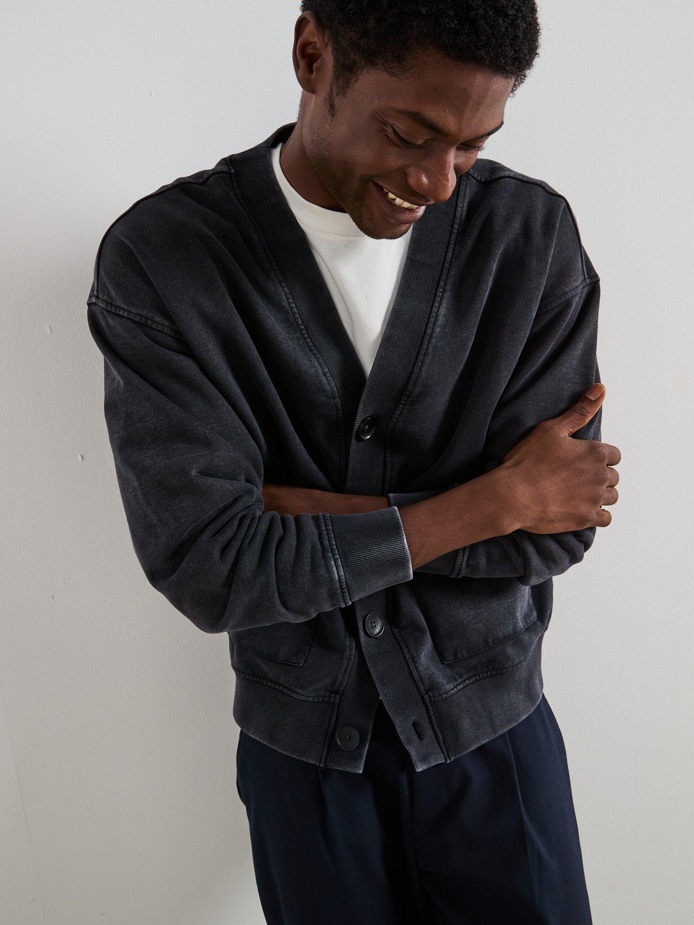 Image 6 of 6 of Very Man Washed Oversized Cardigan - Charcoal