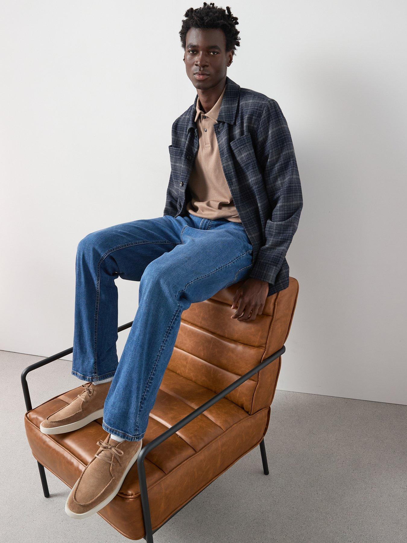  image of very-man-straight-jeans-with-stretch-mid-wash-blue