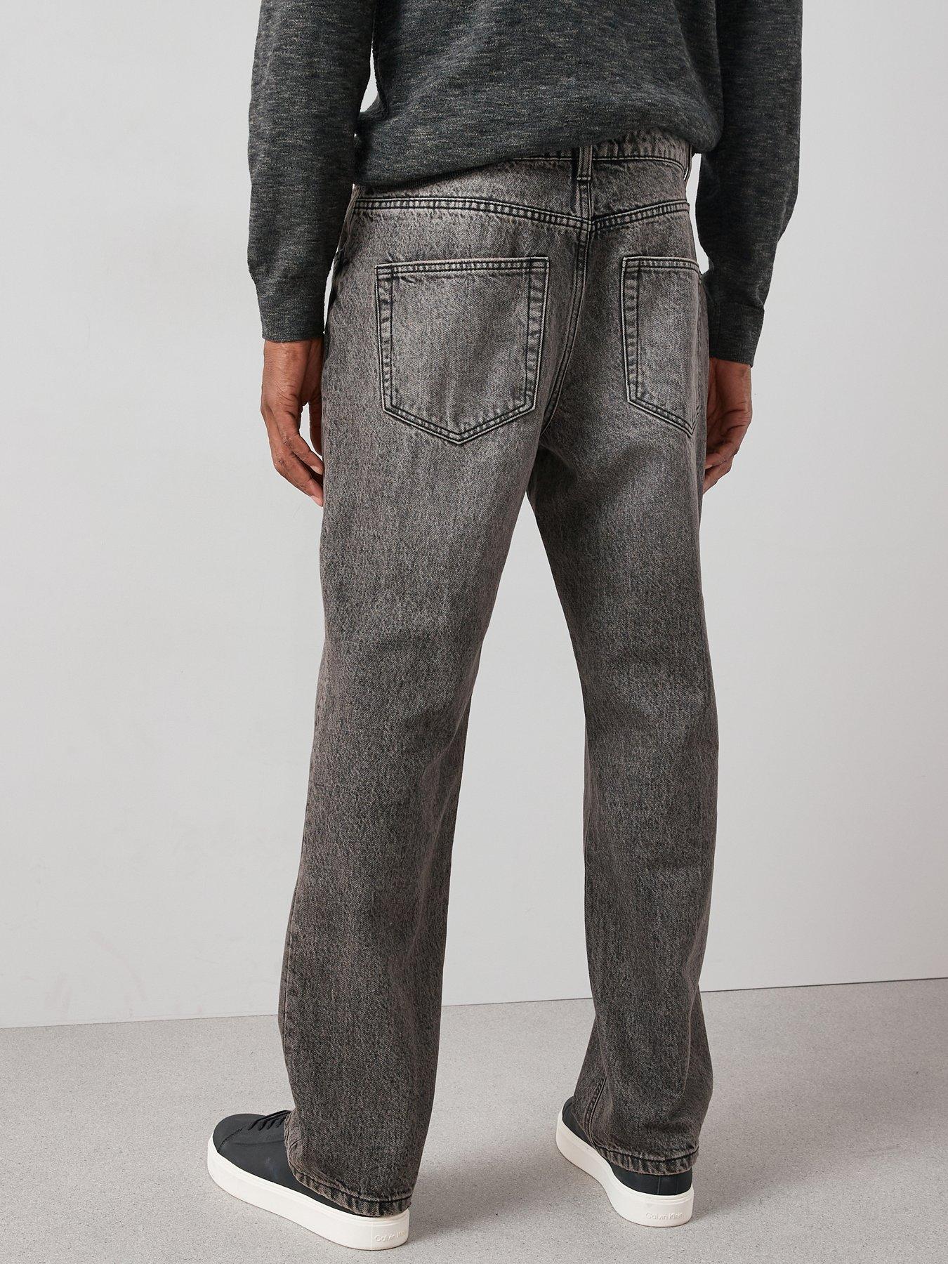  image of very-man-premium-100-cotton-straight-fit-jeans-vintage-wash-black