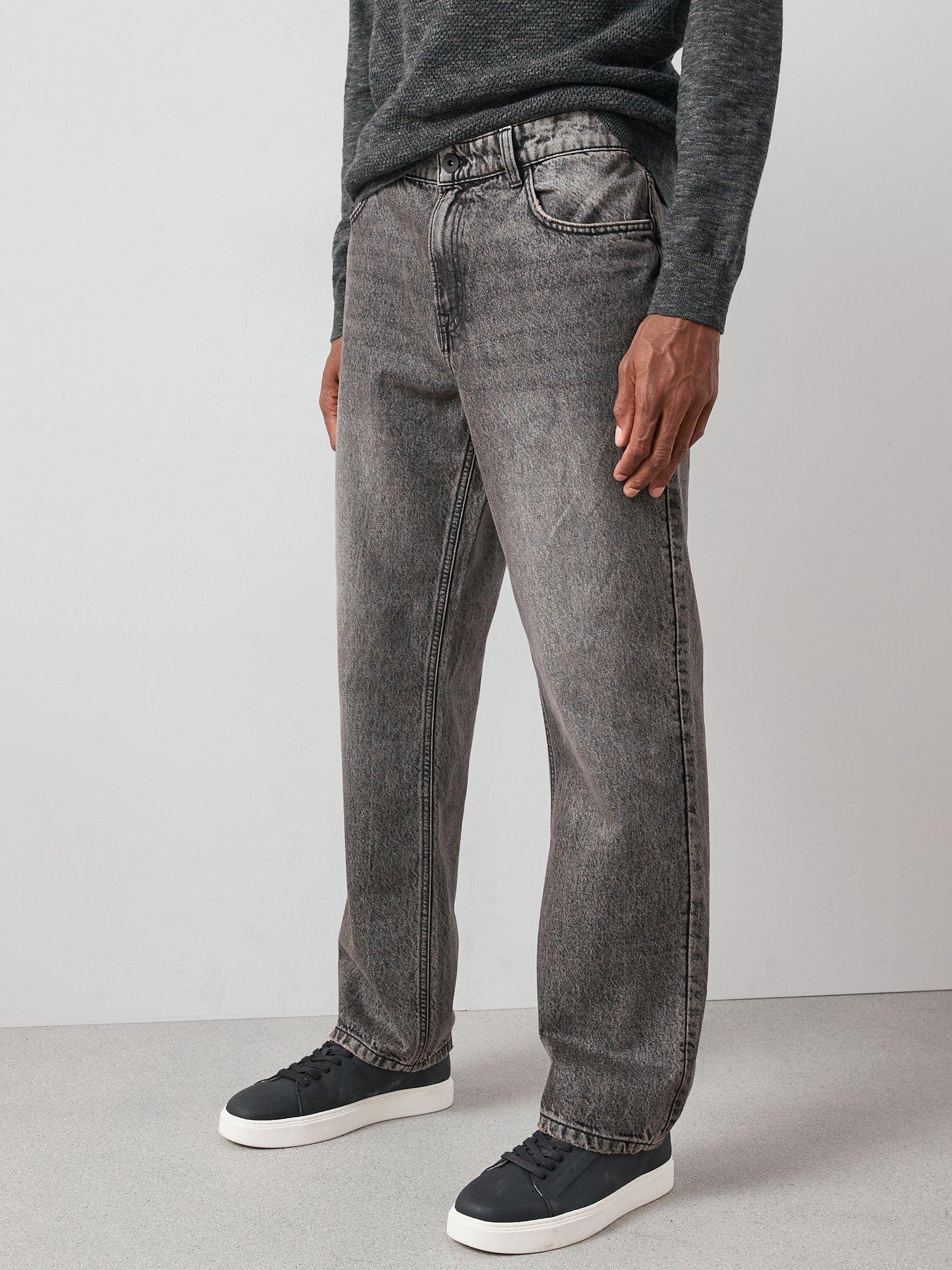  image of very-man-premium-100-cotton-straight-fit-jeans-vintage-wash-black