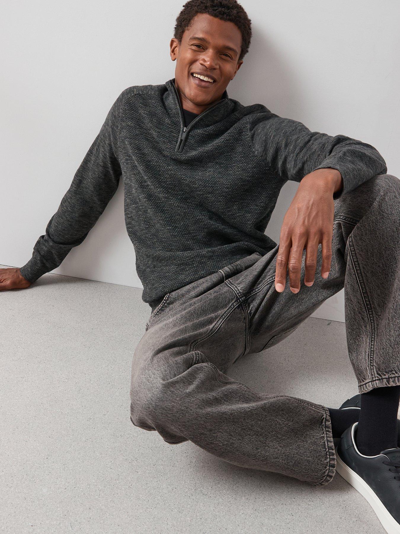  image of very-man-premium-100-cotton-straight-fit-jeans-vintage-wash-black