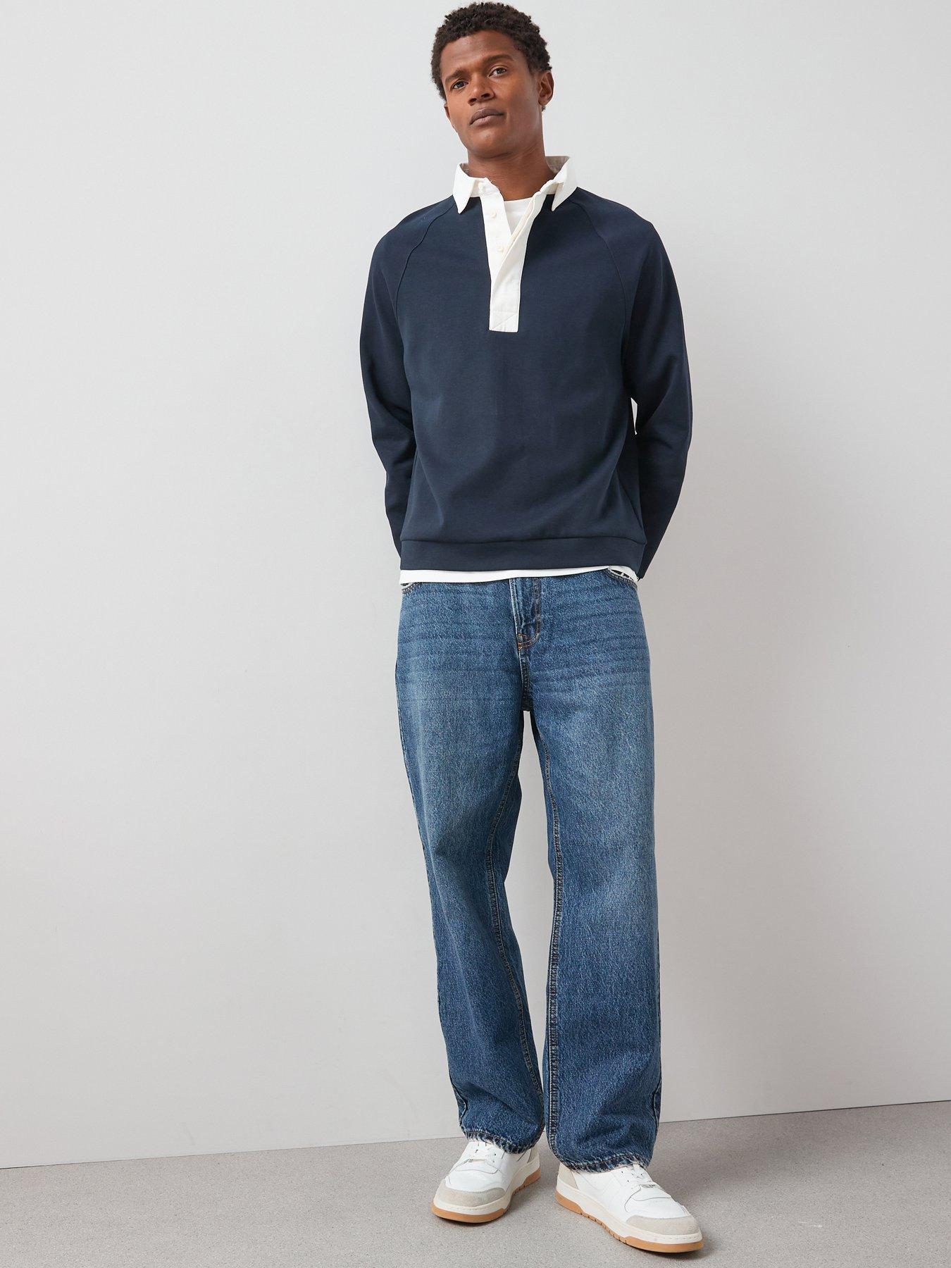Image 1 of 6 of Very Man 100% Cotton Loose Fit Jeans - Mid Blue