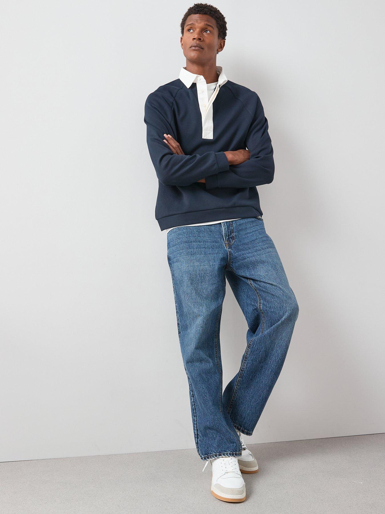 Image 4 of 6 of Very Man 100% Cotton Loose Fit Jeans - Mid Blue
