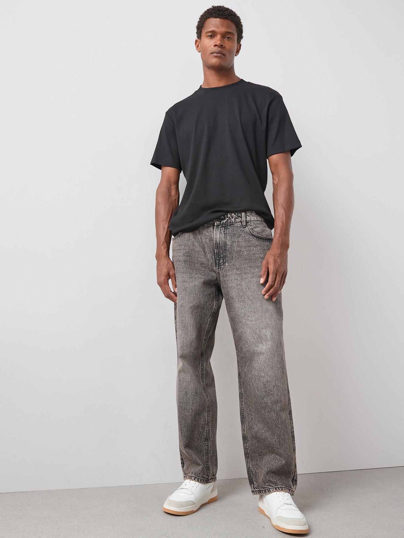 Image 1 of 6 of Very Man Premium 100% Cotton Loose Fit Jeans - Vintage Wash - Black