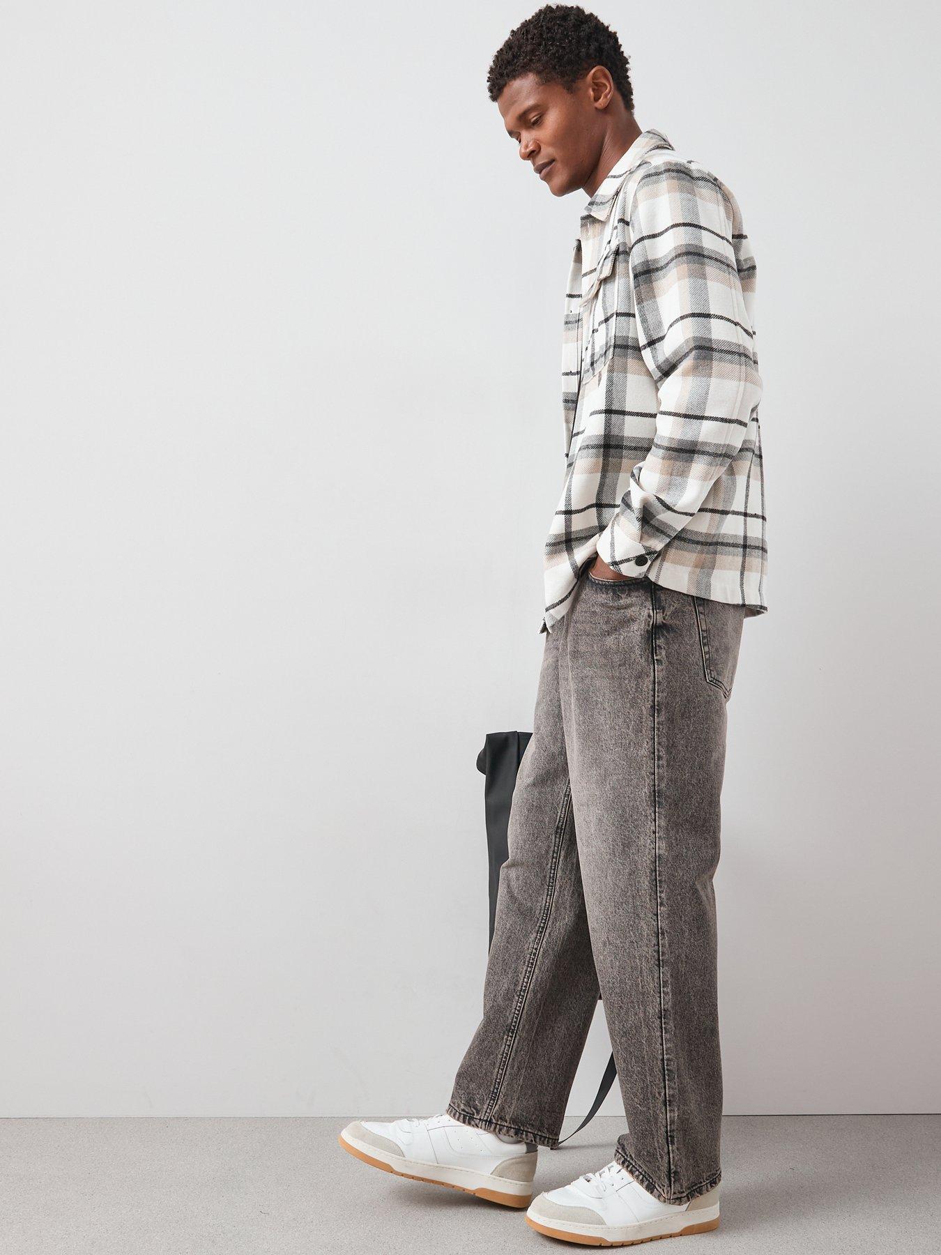 Image 3 of 6 of Very Man Premium 100% Cotton Loose Fit Jeans - Vintage Wash - Black