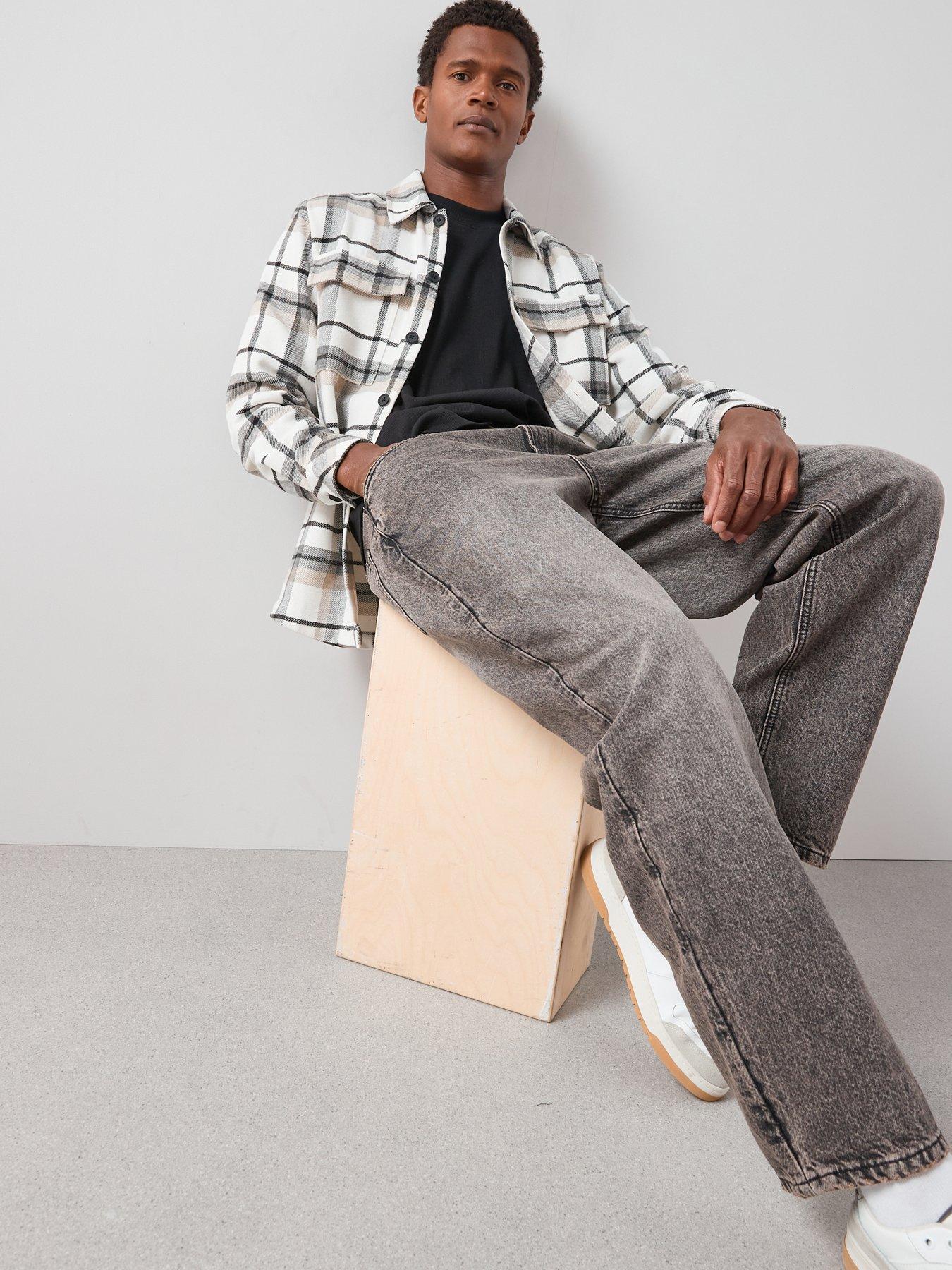 Image 4 of 6 of Very Man Premium 100% Cotton Loose Fit Jeans - Vintage Wash - Black