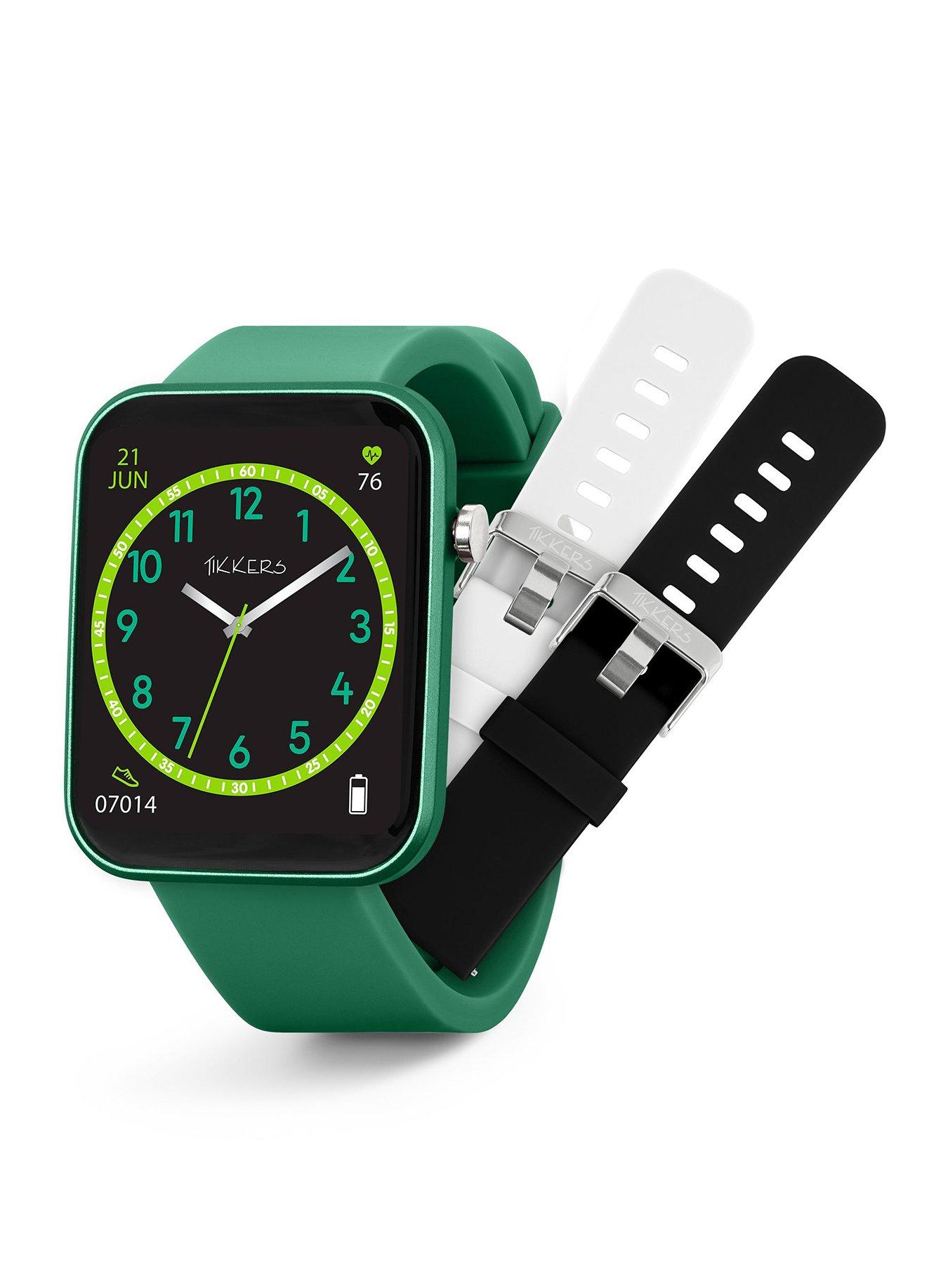  image of tikkers-smart-series-13-smart-watch-and-green-silicone-strap-set