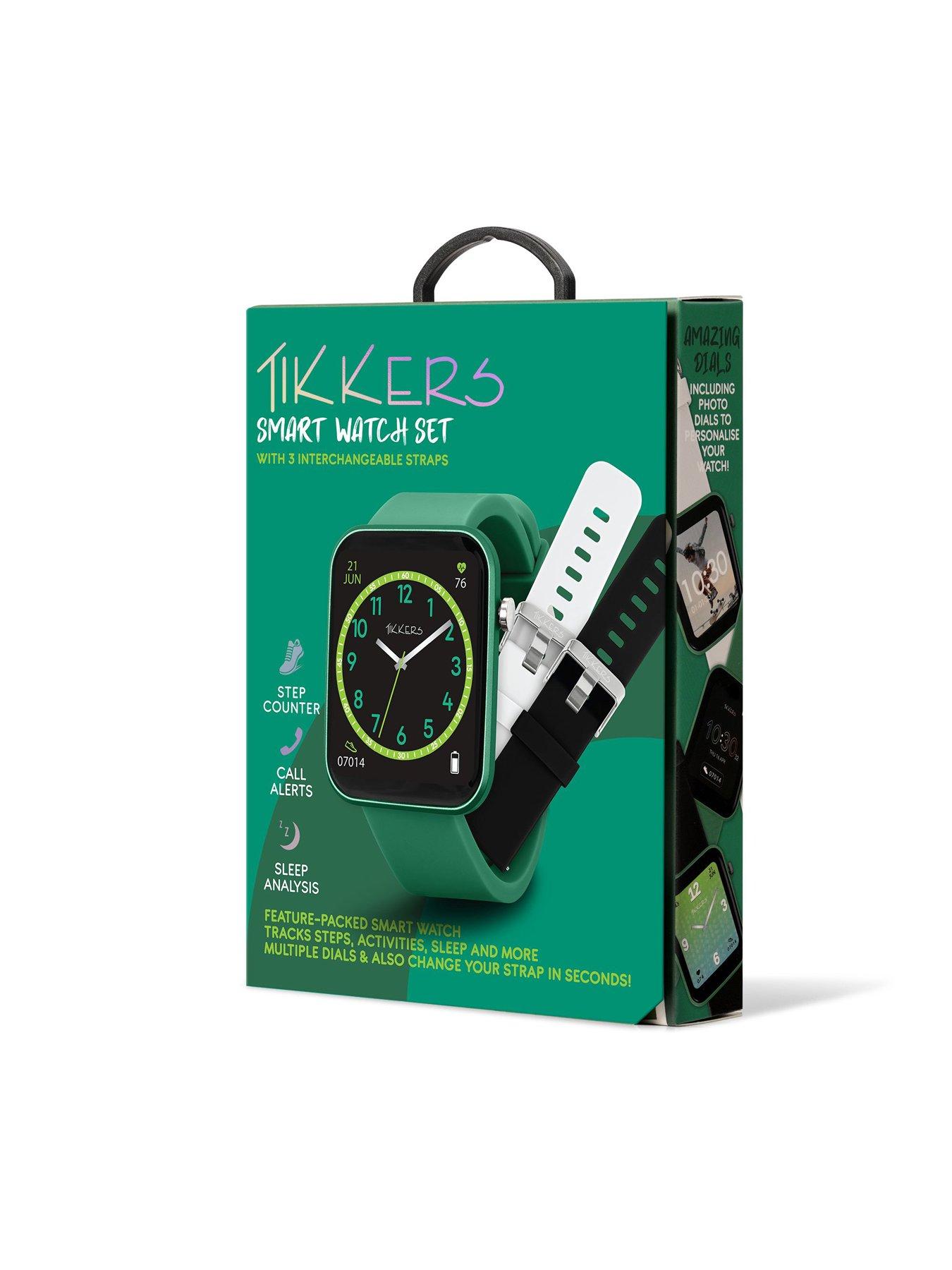  image of tikkers-smart-series-13-smart-watch-and-green-silicone-strap-set
