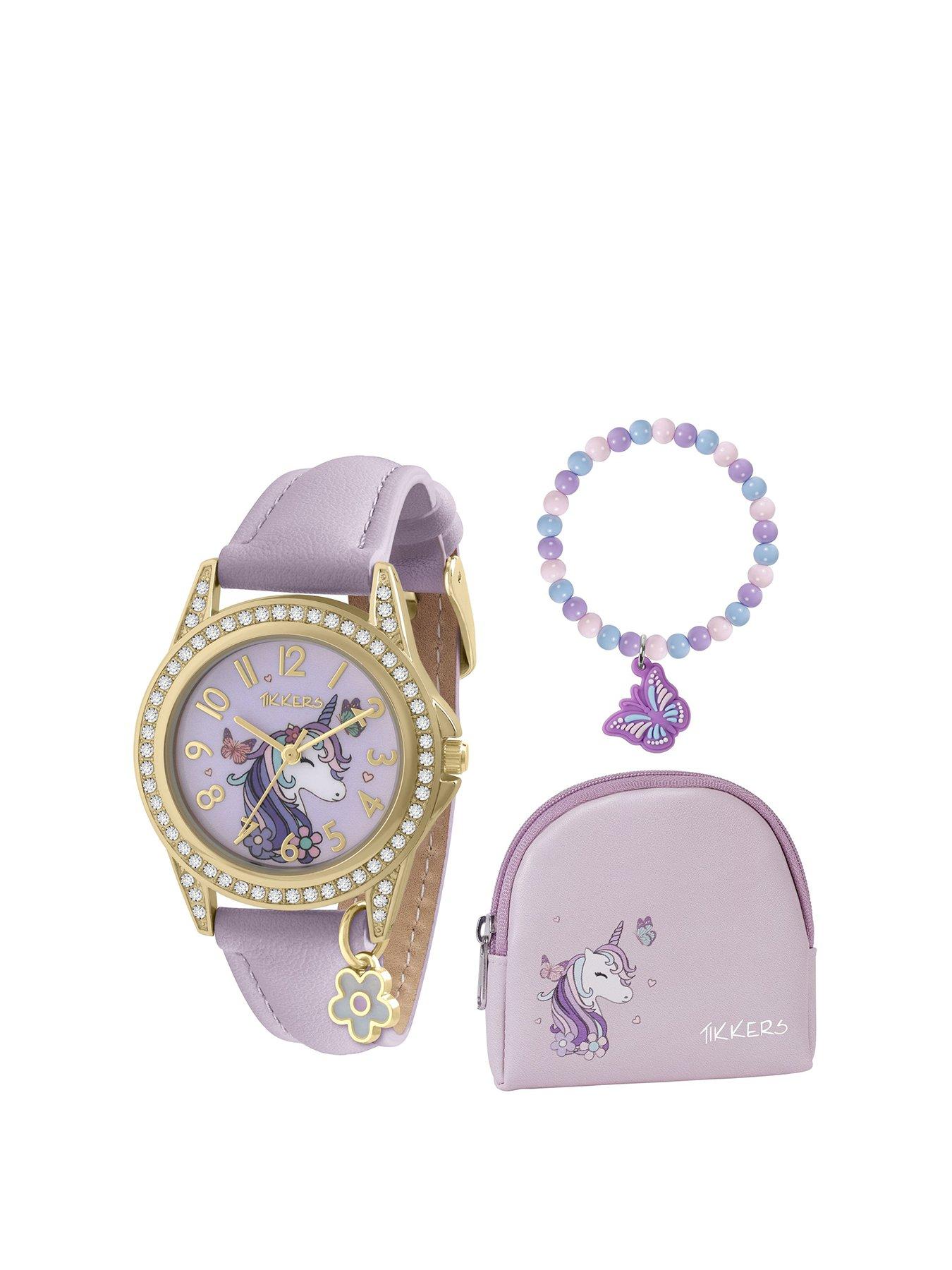 tikkers-girls-purple-unicorn-watch-bracelet-and-purse-gift-set