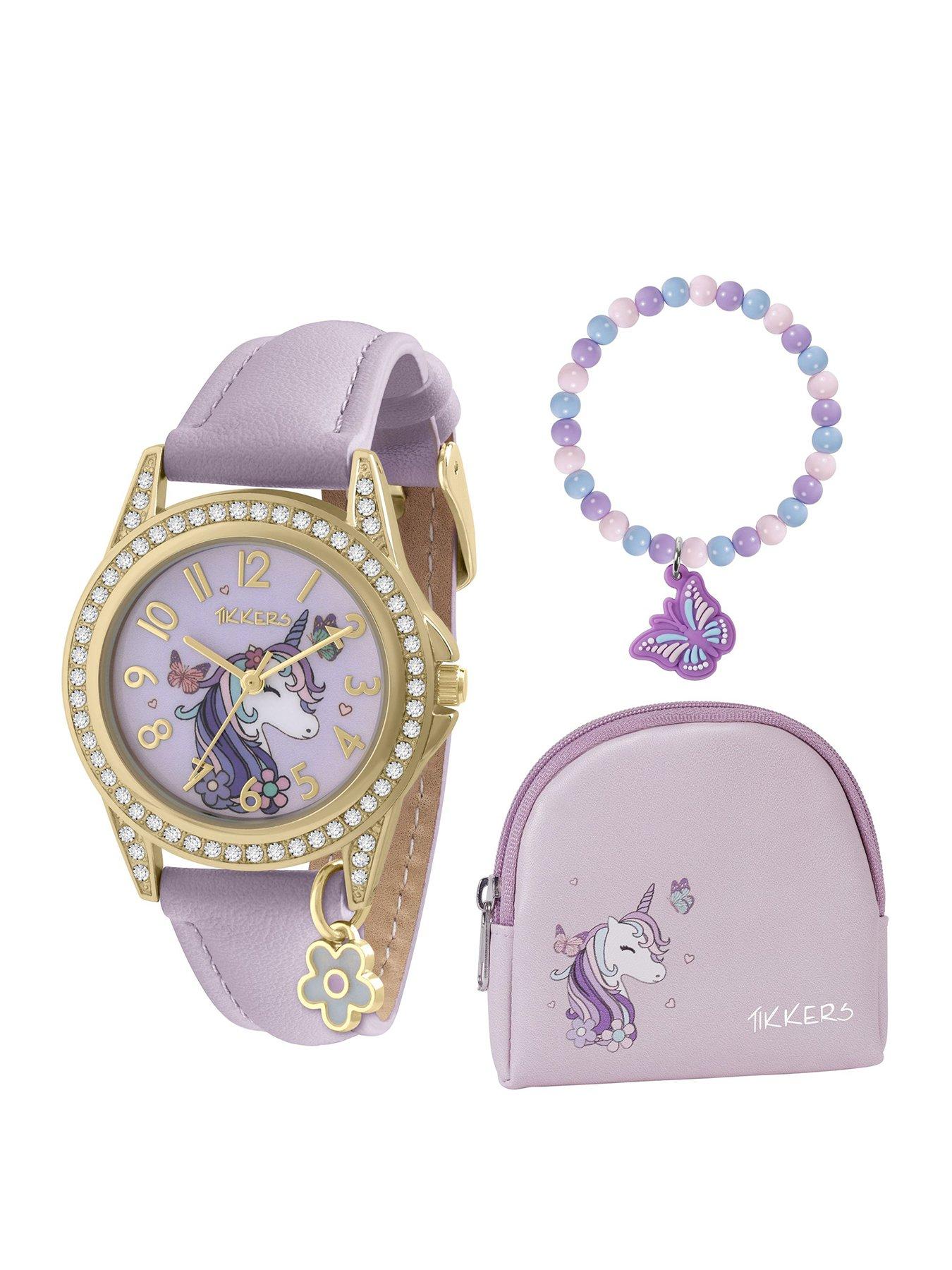 Image 2 of 7 of Tikkers Girls Purple Unicorn Watch, Bracelet and Purse Gift Set