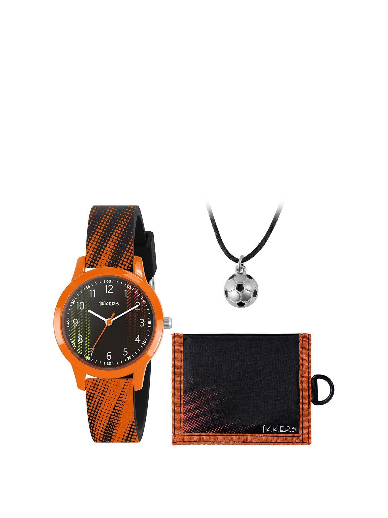 tikkers-black-amp-orange-football-watch-necklace-and-wallet-gift-set