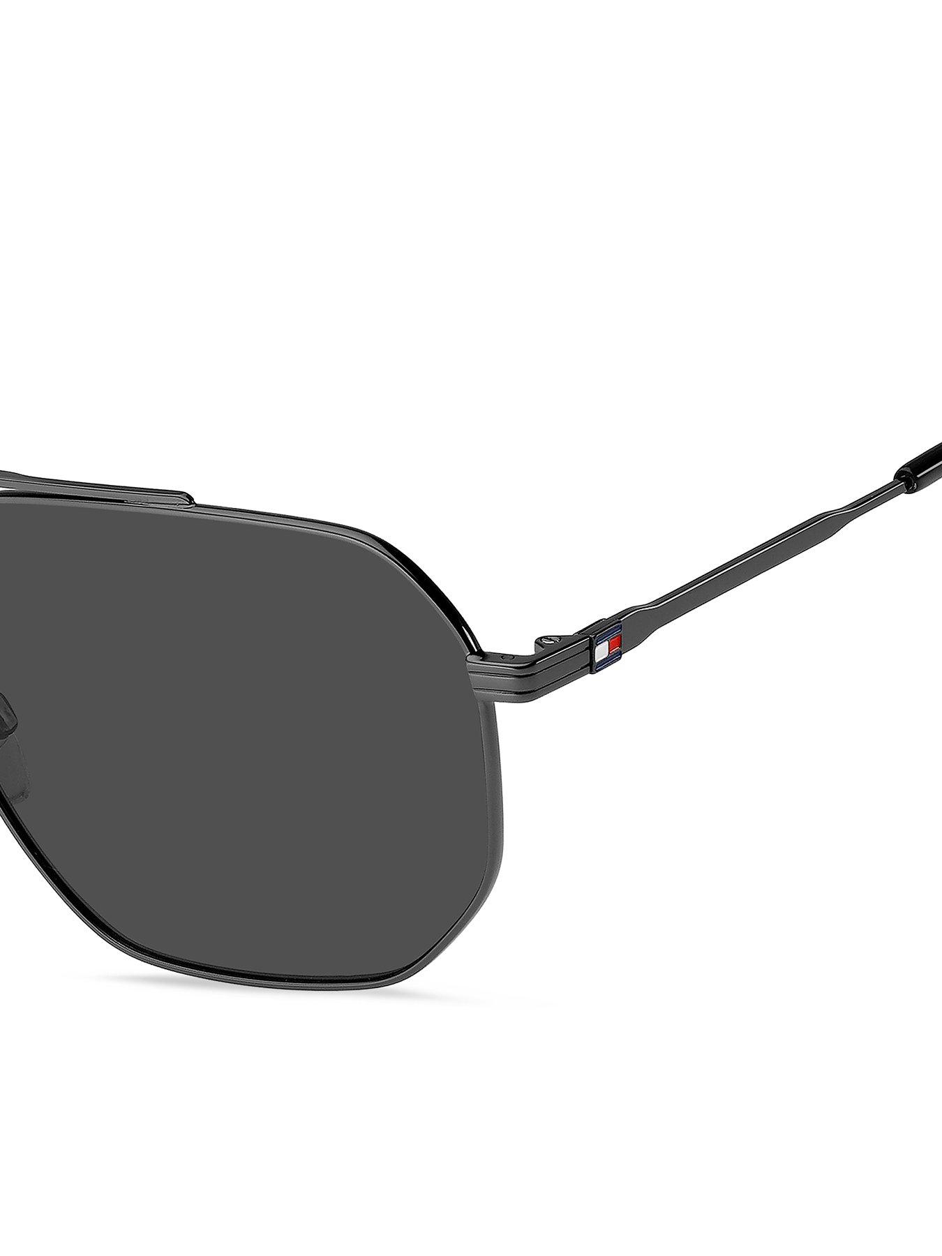  image of tommy-hilfiger-grey-metal-rectangular-sunglasses