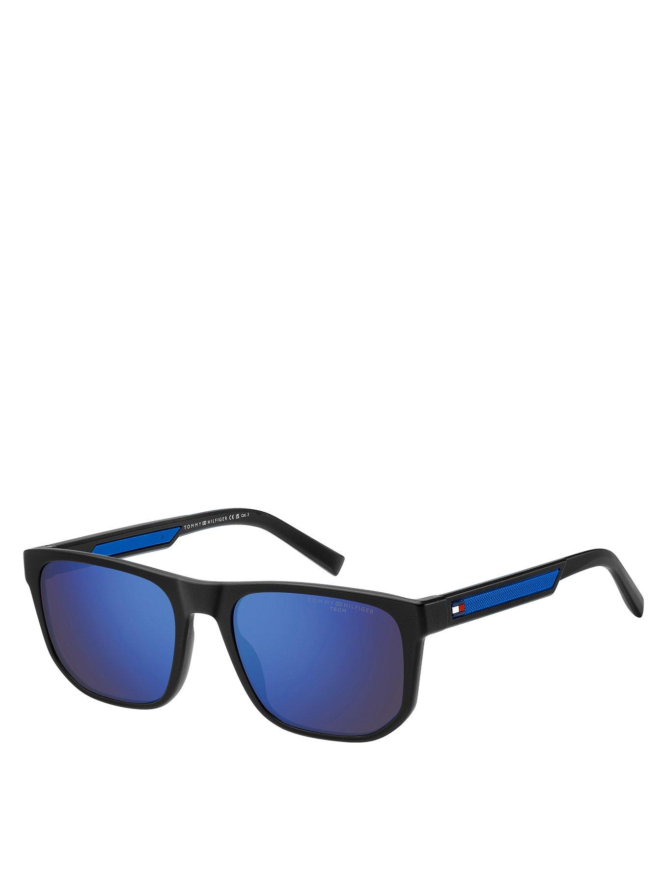  image of tommy-hilfiger-blue-ml-sqaure-sunglasses