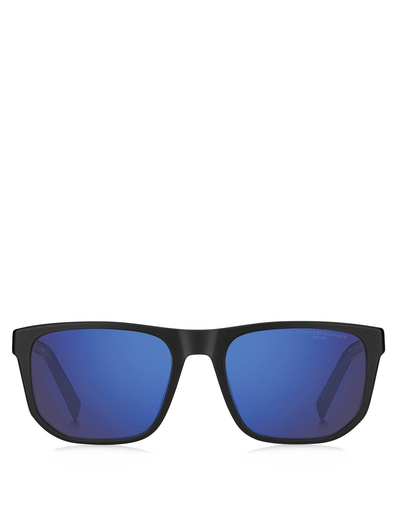  image of tommy-hilfiger-blue-ml-sqaure-sunglasses