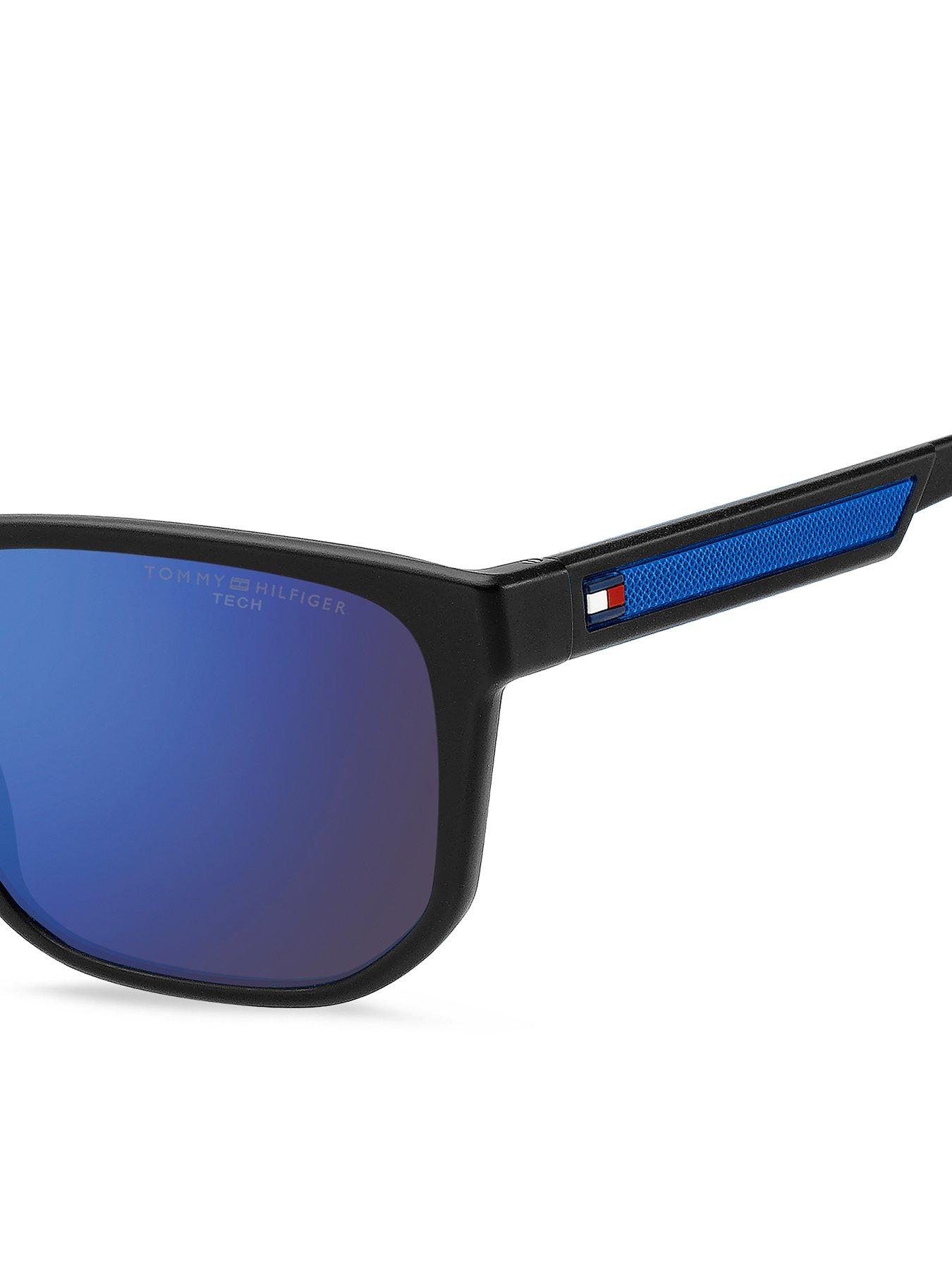  image of tommy-hilfiger-blue-ml-sqaure-sunglasses