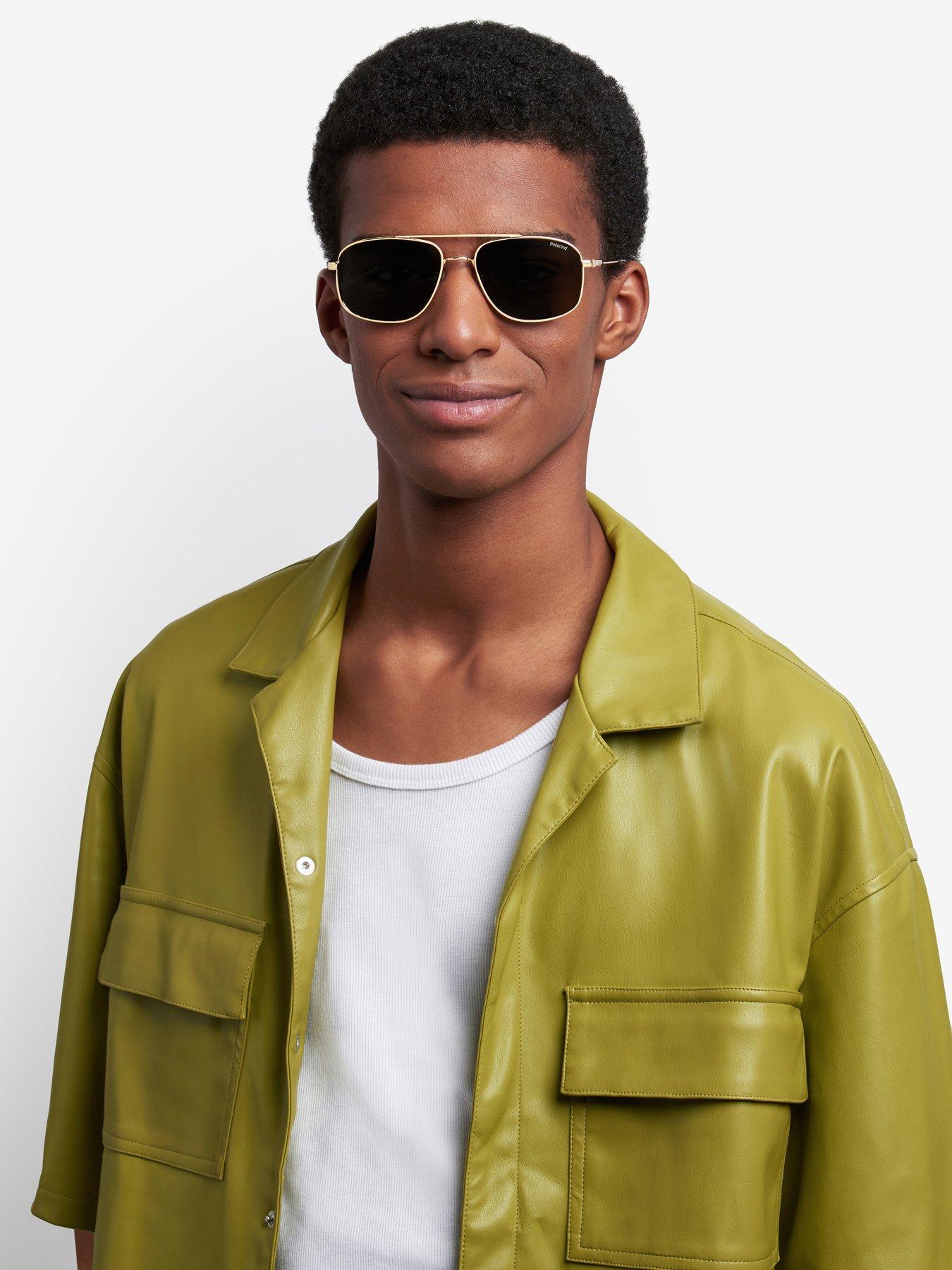 Polaroid Metal Rectangular Sunglasses