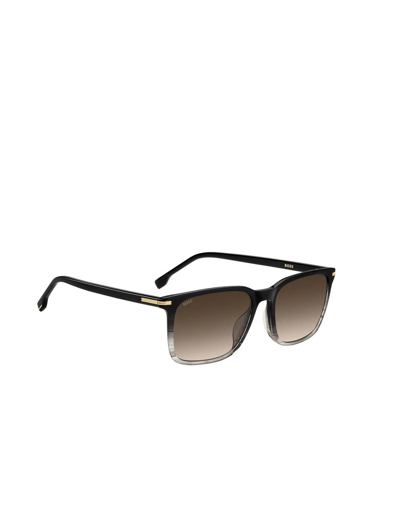  image of boss-hugo-boss-gold-temple-rectangular-sunglasses