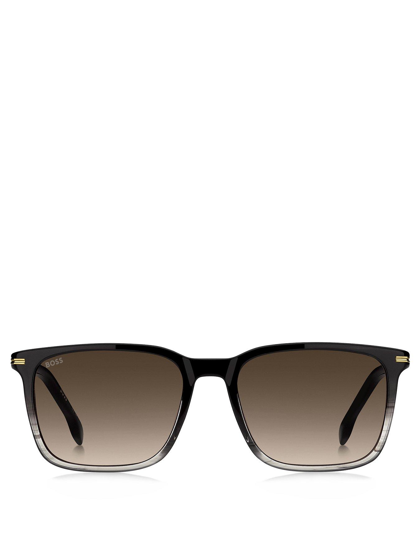  image of boss-hugo-boss-gold-temple-rectangular-sunglasses