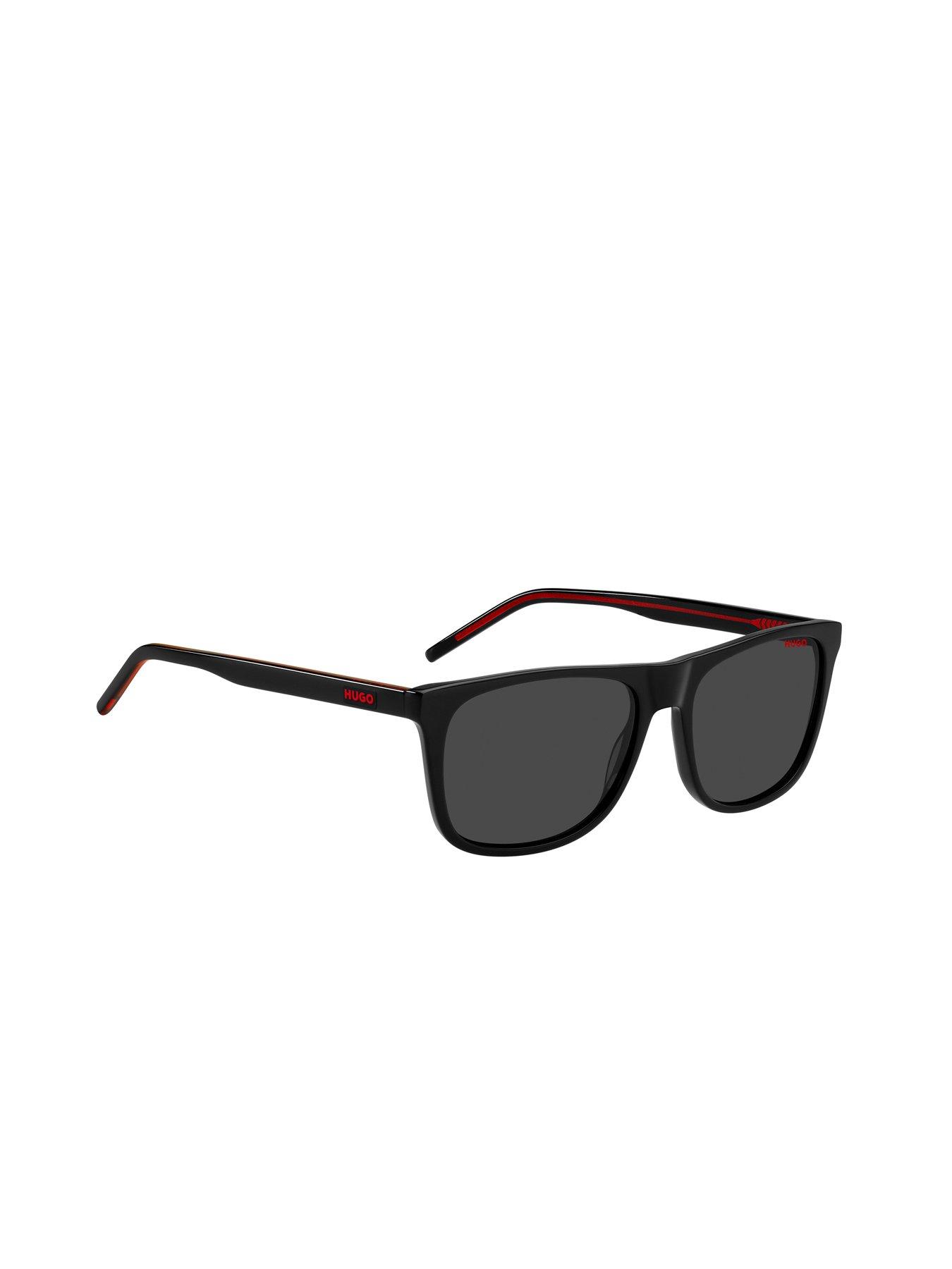 back image of hugo-acetate-rectangular-logo-sunglasses