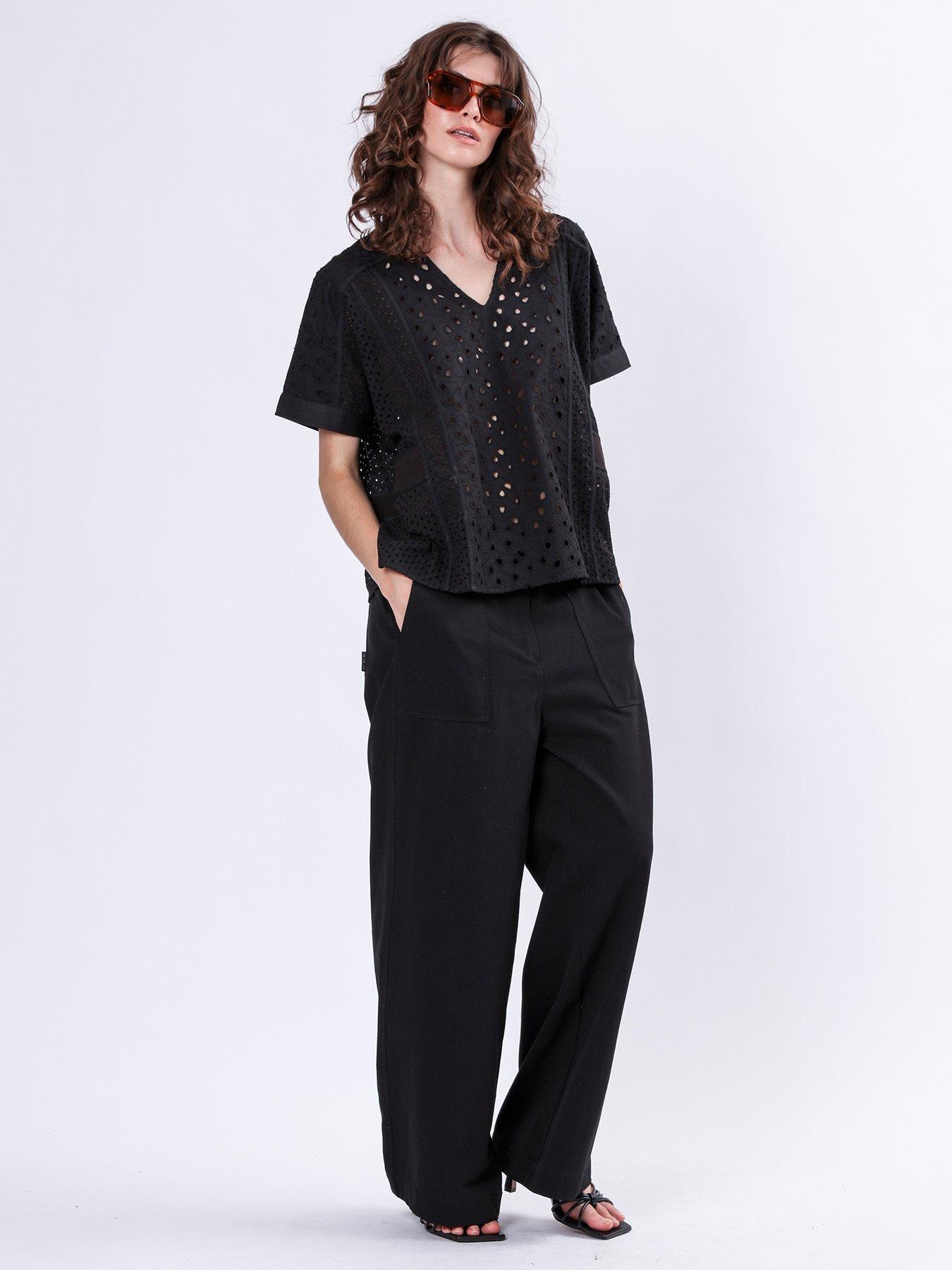  image of religion-topaz-embroidery-anglais-blouse-black