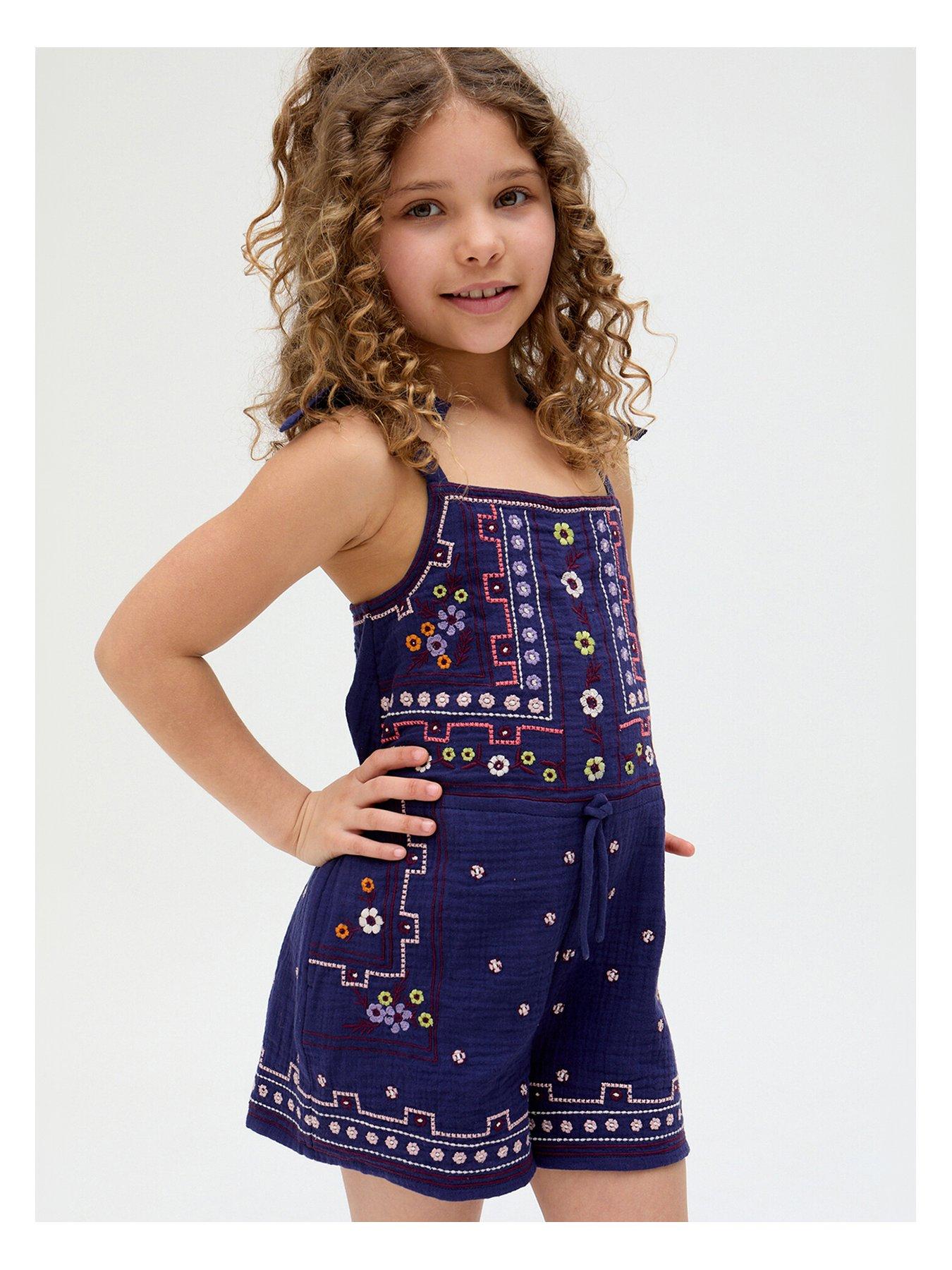 undefined Girls Sailor Playsuit - Navy