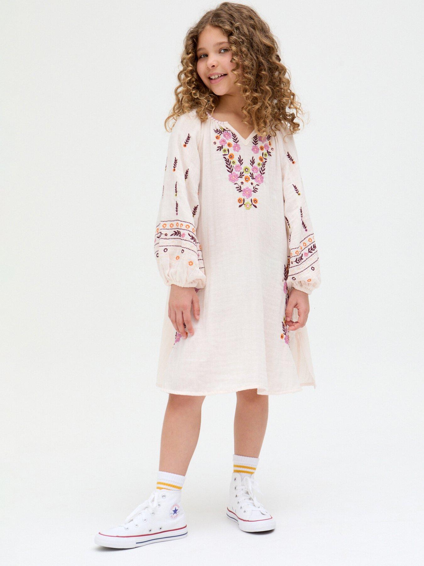  image of raffya-kids-lavender-dress-ecru