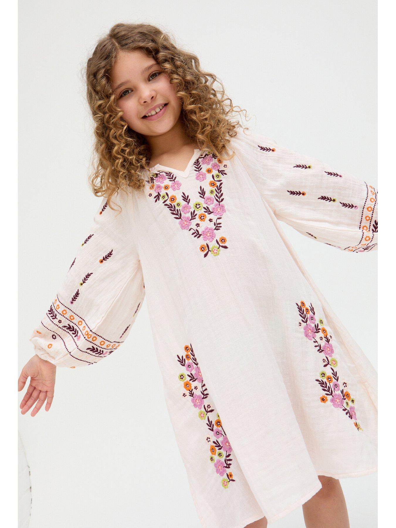  image of raffya-kids-lavender-dress-ecru