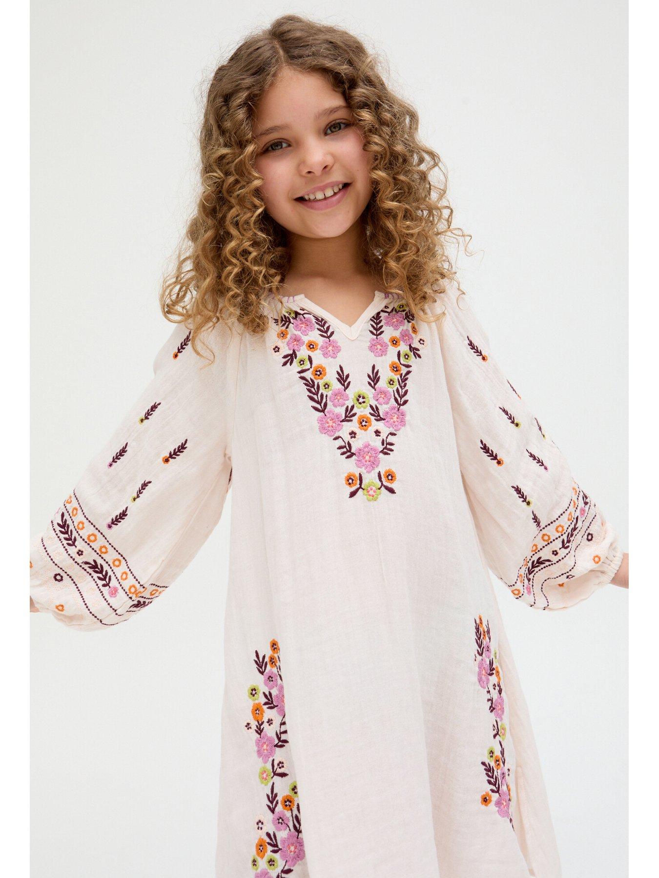  image of raffya-kids-lavender-dress-ecru