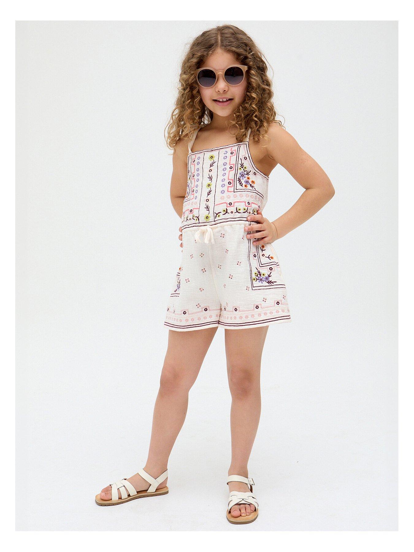 undefined Girls Sailor Playsuit - White