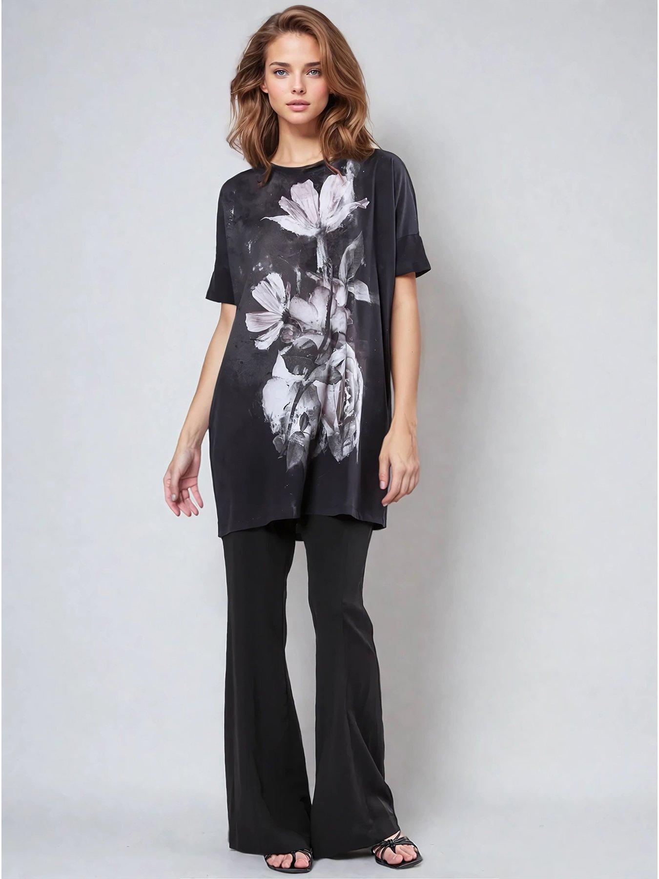  image of religion-cloak-tunic-dress-with-large-floral-placement-print