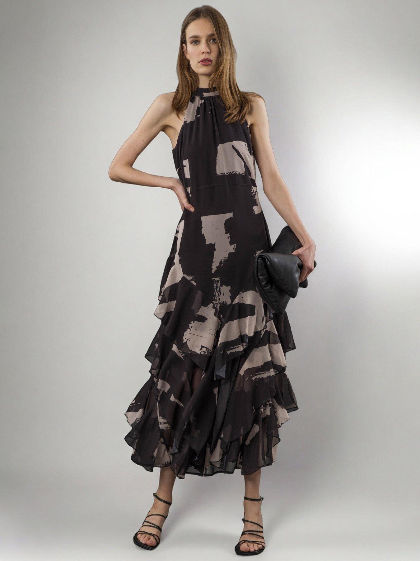 Religion Taylor Maxi Dress With Full Frill Skirt - Black