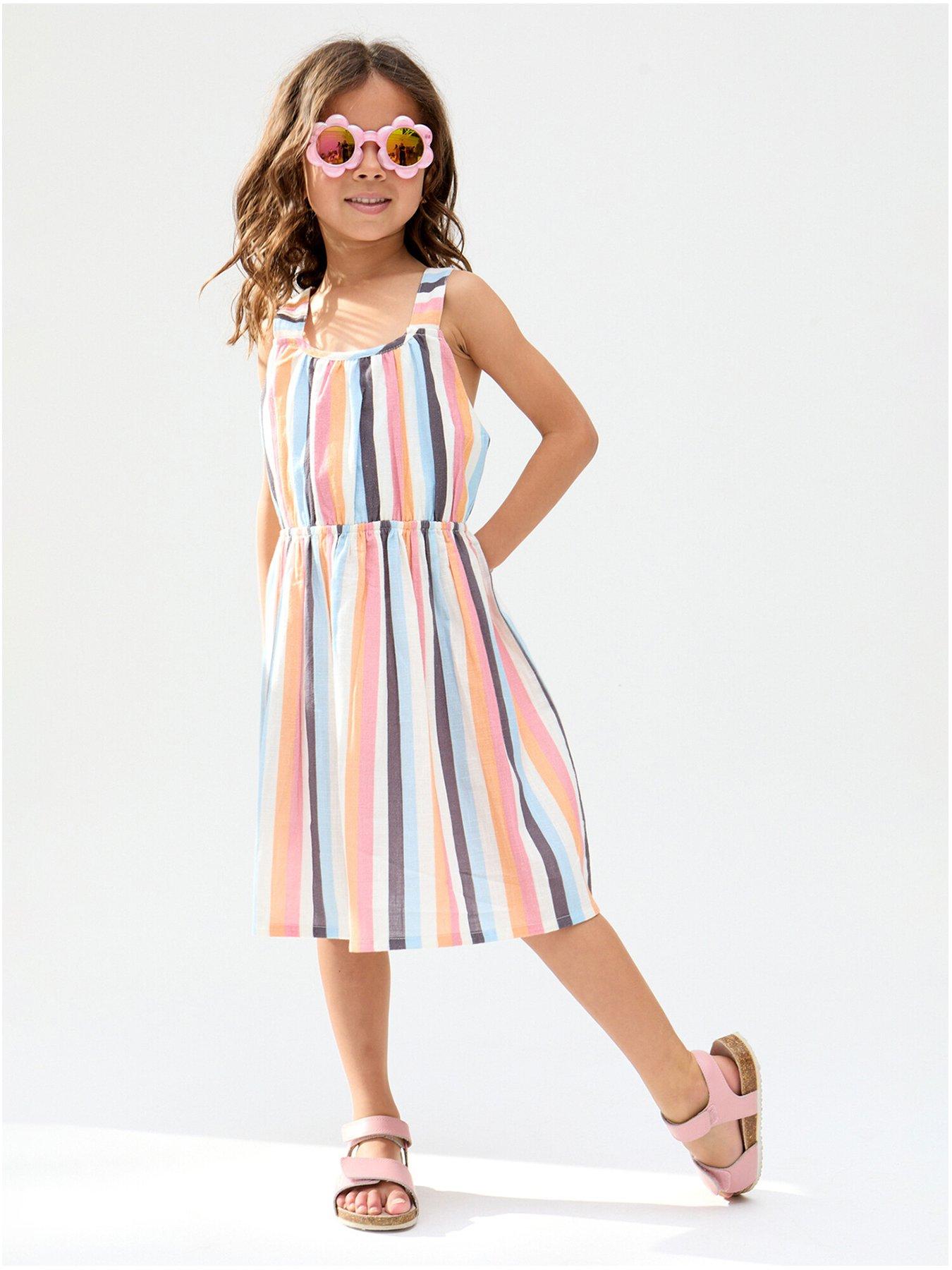 raffya-kids-kris-cross-back-stripe-mini-dress-blue