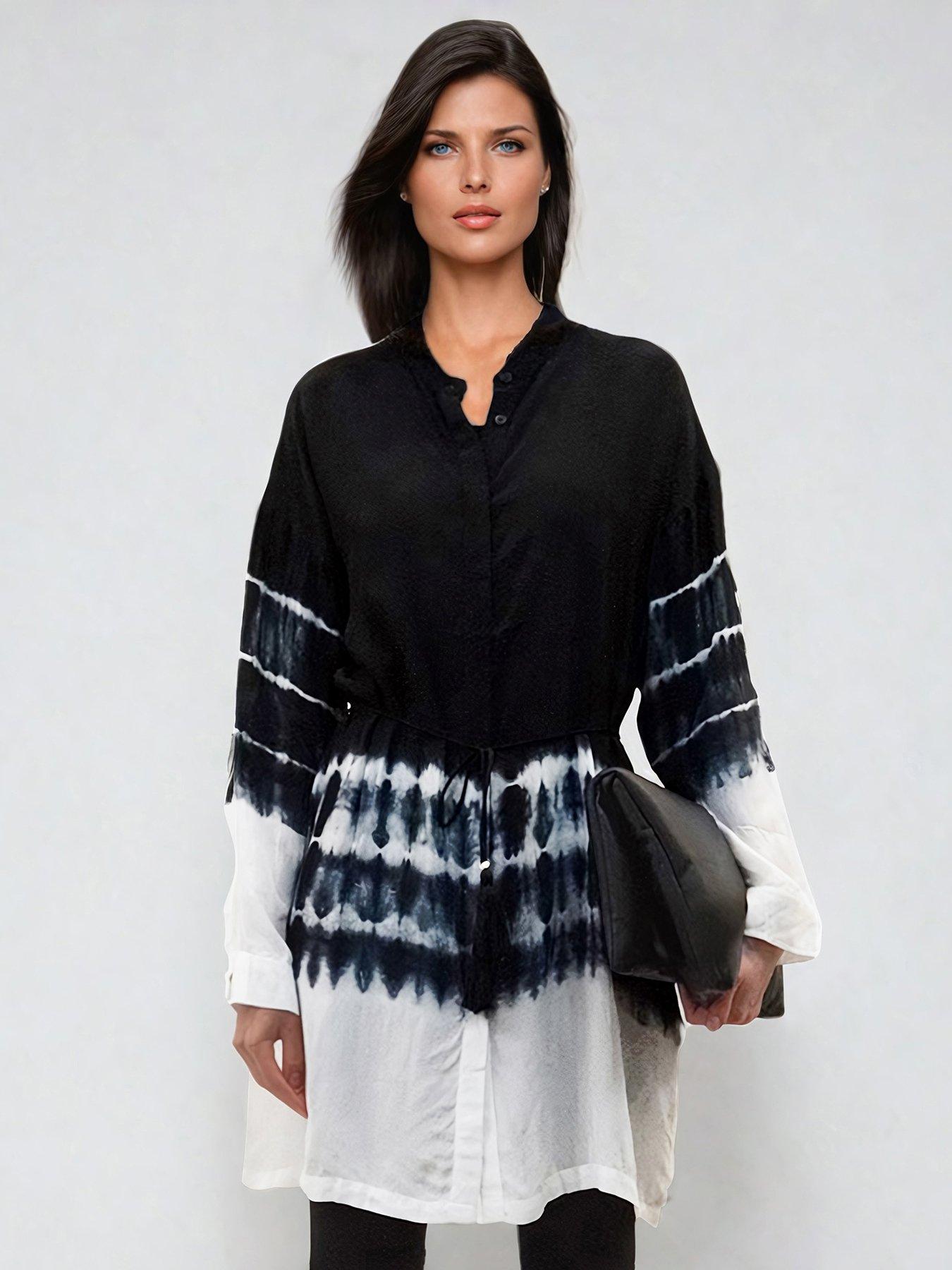  image of religion-cluster-tunic-in-tie-dye-stripe-with-tassle-tie-belt